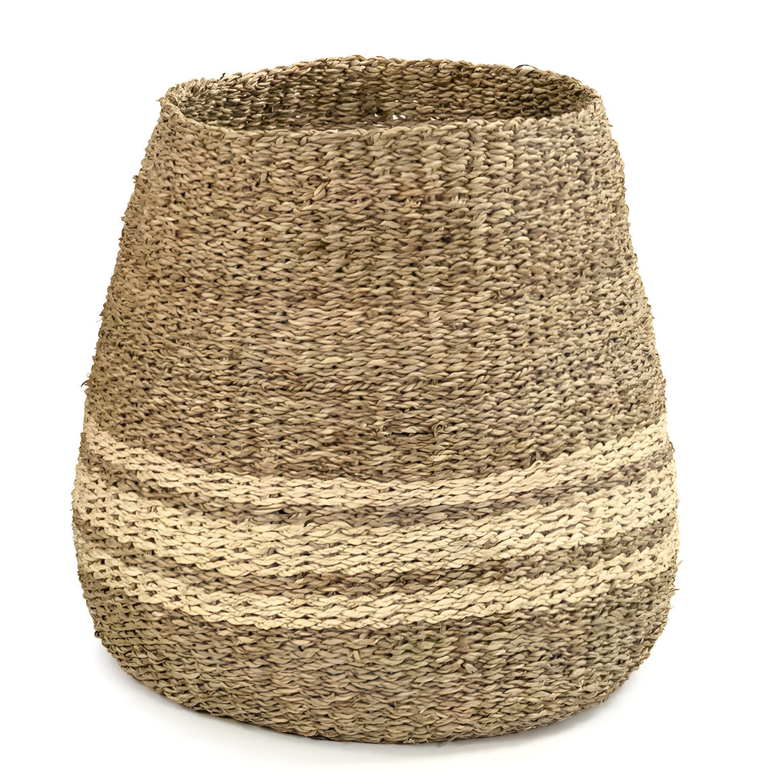 14" Beige Seagrass Woven Storage Basket