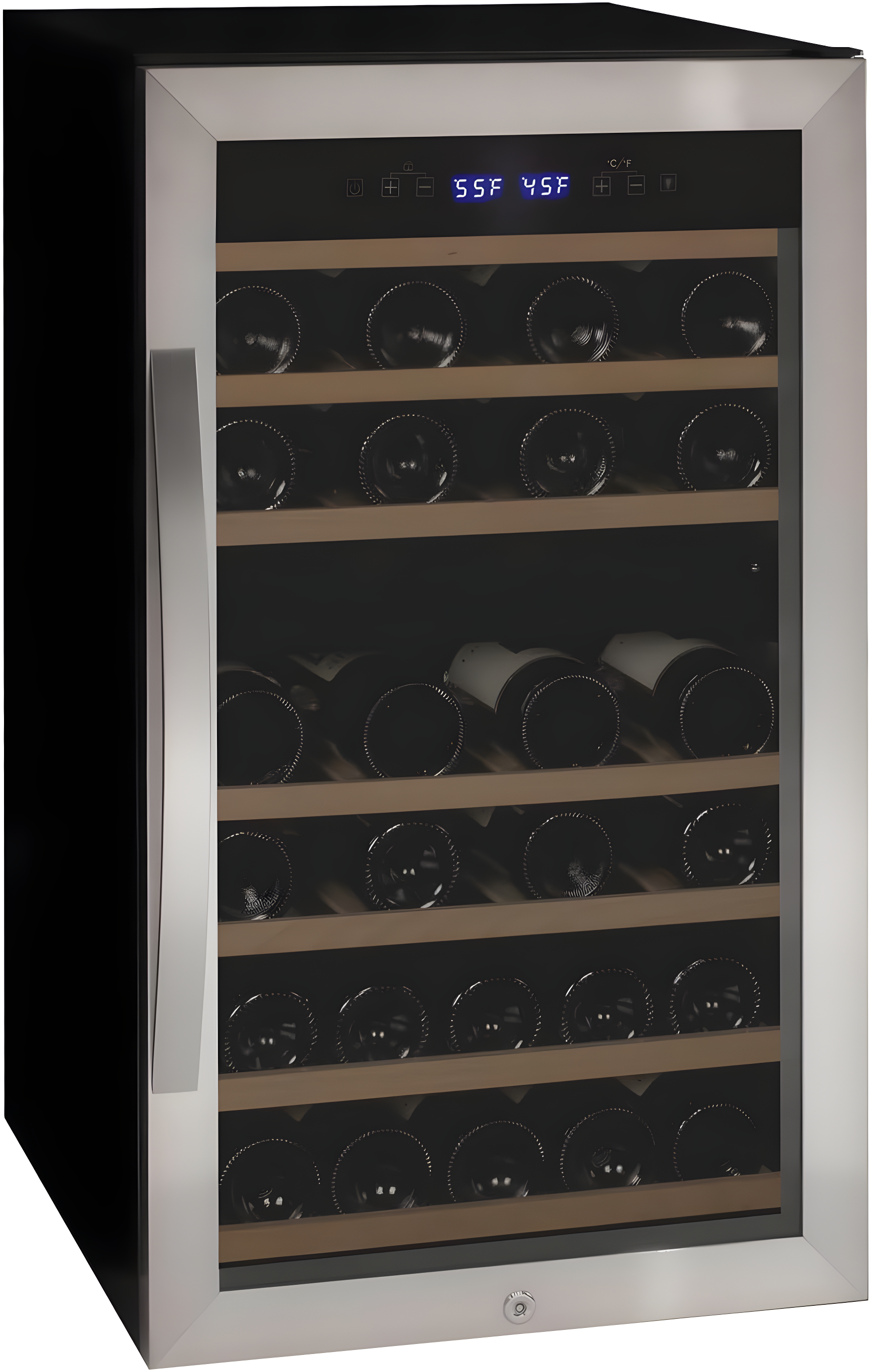 Stainless Steel Dual Zone Freestanding Wine Cooler with LED Lighting