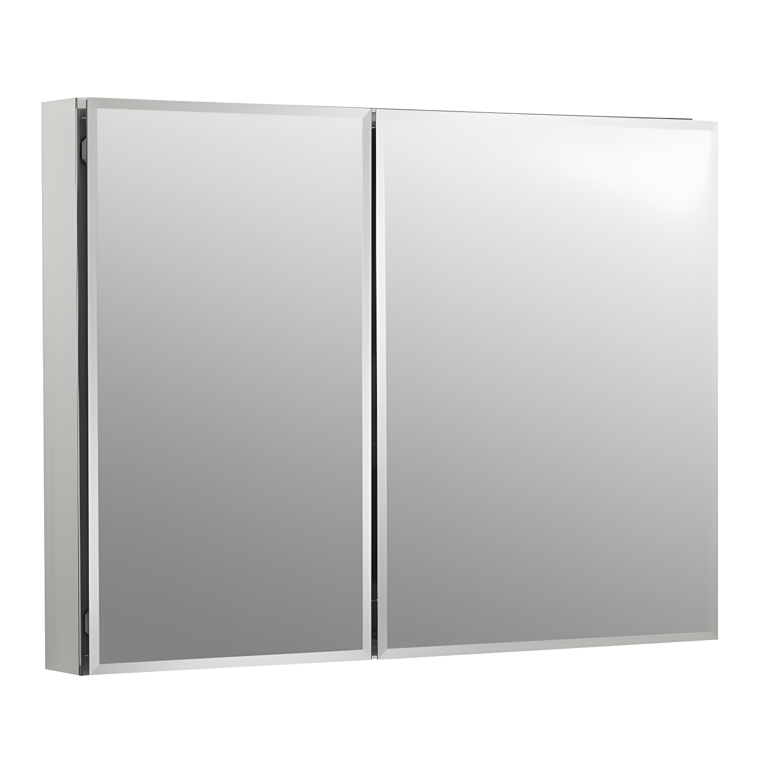 Aluminum Two-Door Medicine Cabinet with Beveled Mirrored Doors