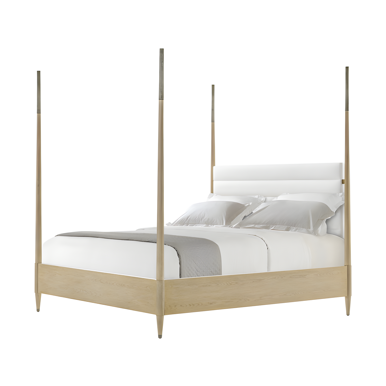 King Coastal Grey Oak Canopy Bed with Headboard