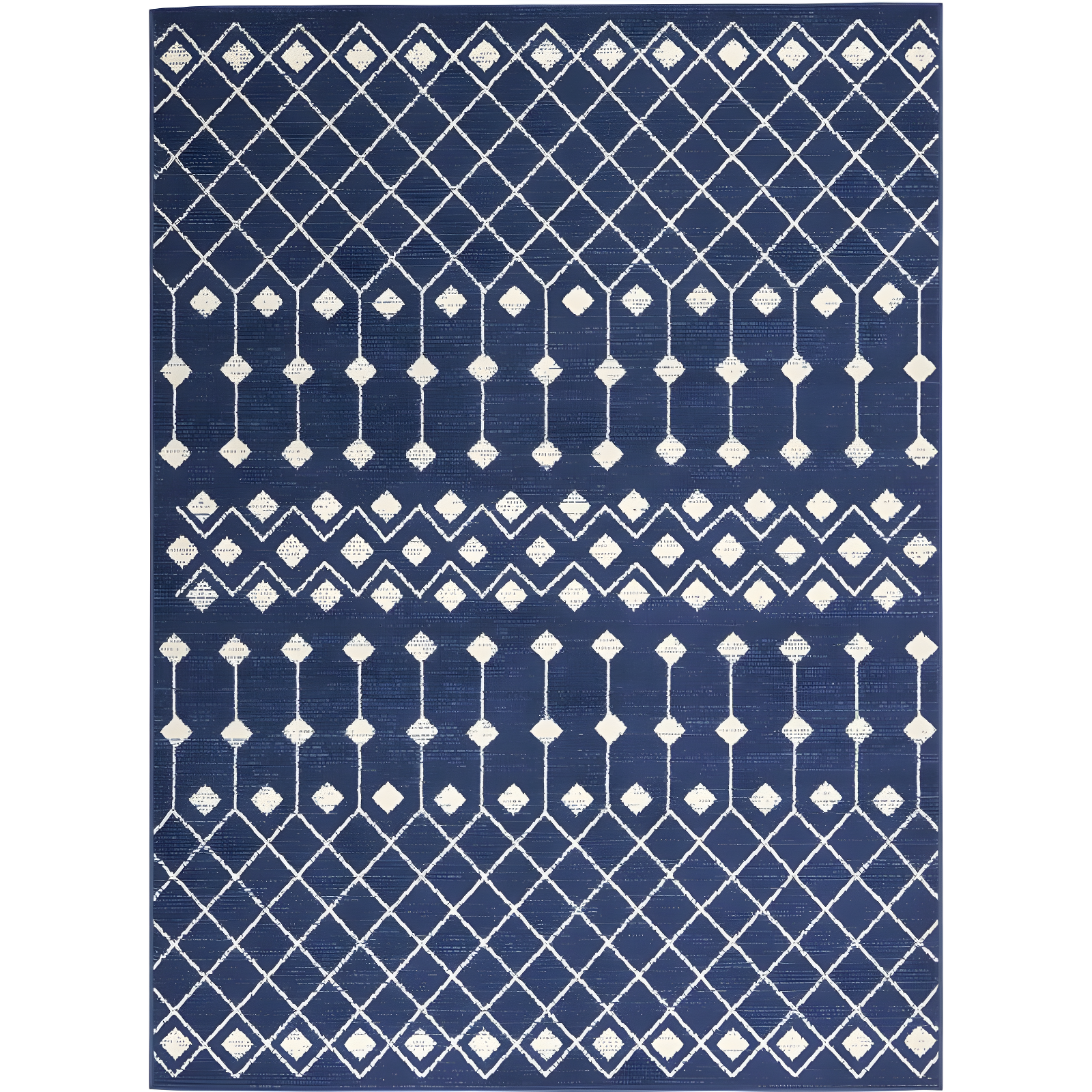 Navy Moroccan Diamond 5'3" x 7'3" Hand-Knotted Synthetic Area Rug