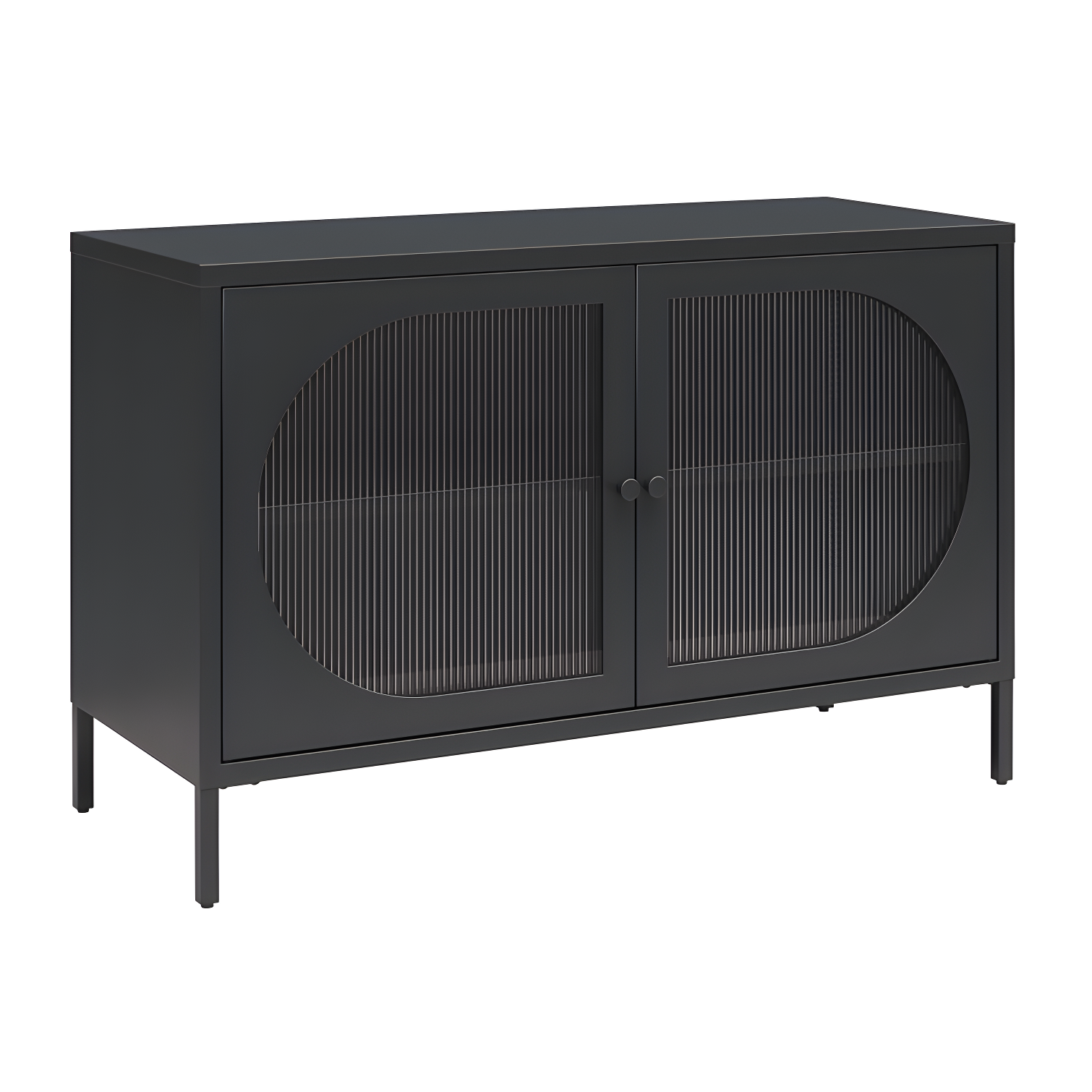 Luna Black Metal 2-Door Accent Cabinet with Adjustable Shelving