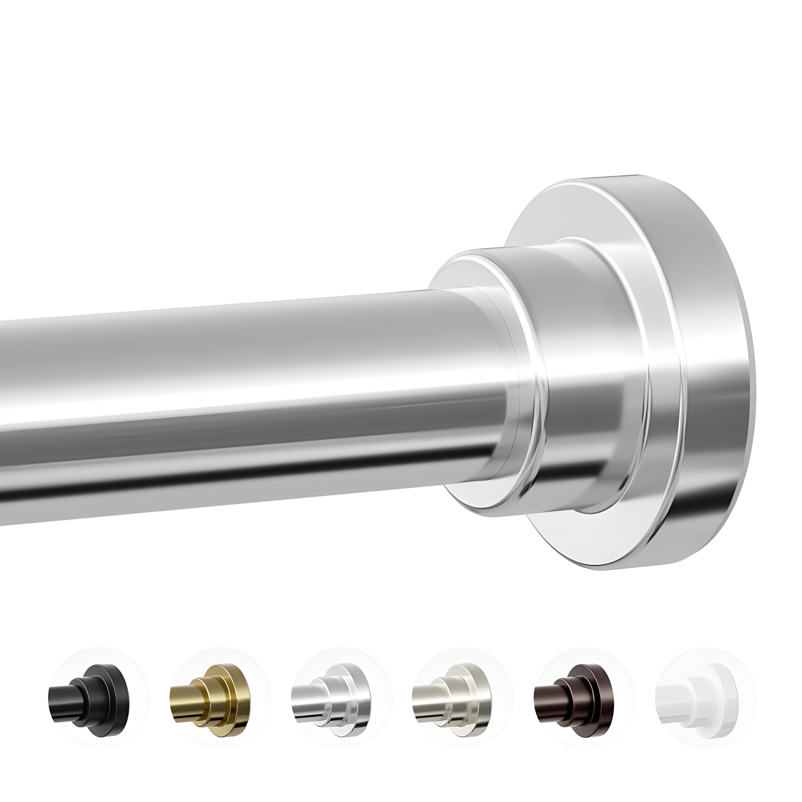 Adjustable Brushed Nickel Tension Shower Curtain Rod Kit