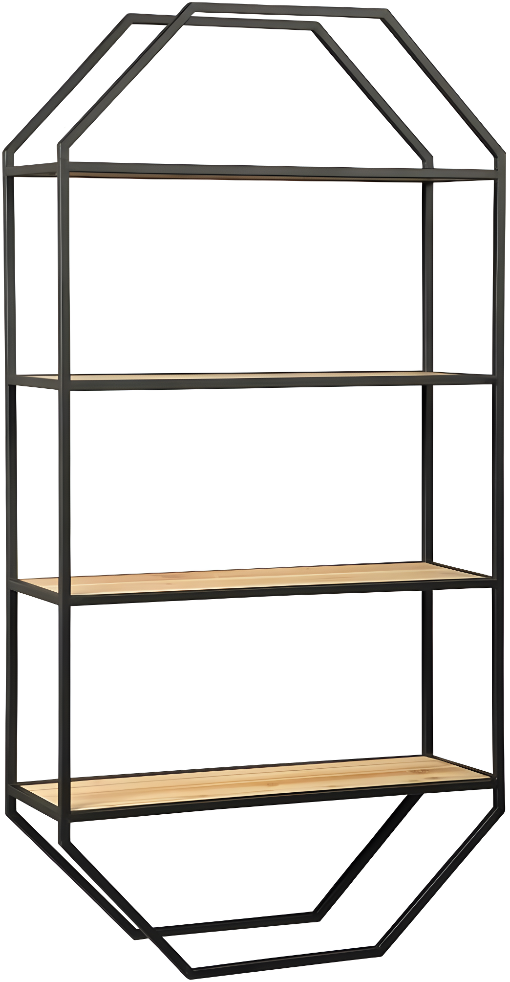 Elea 48.75" Contemporary Beige & Black Metal and Wood Wall Shelf