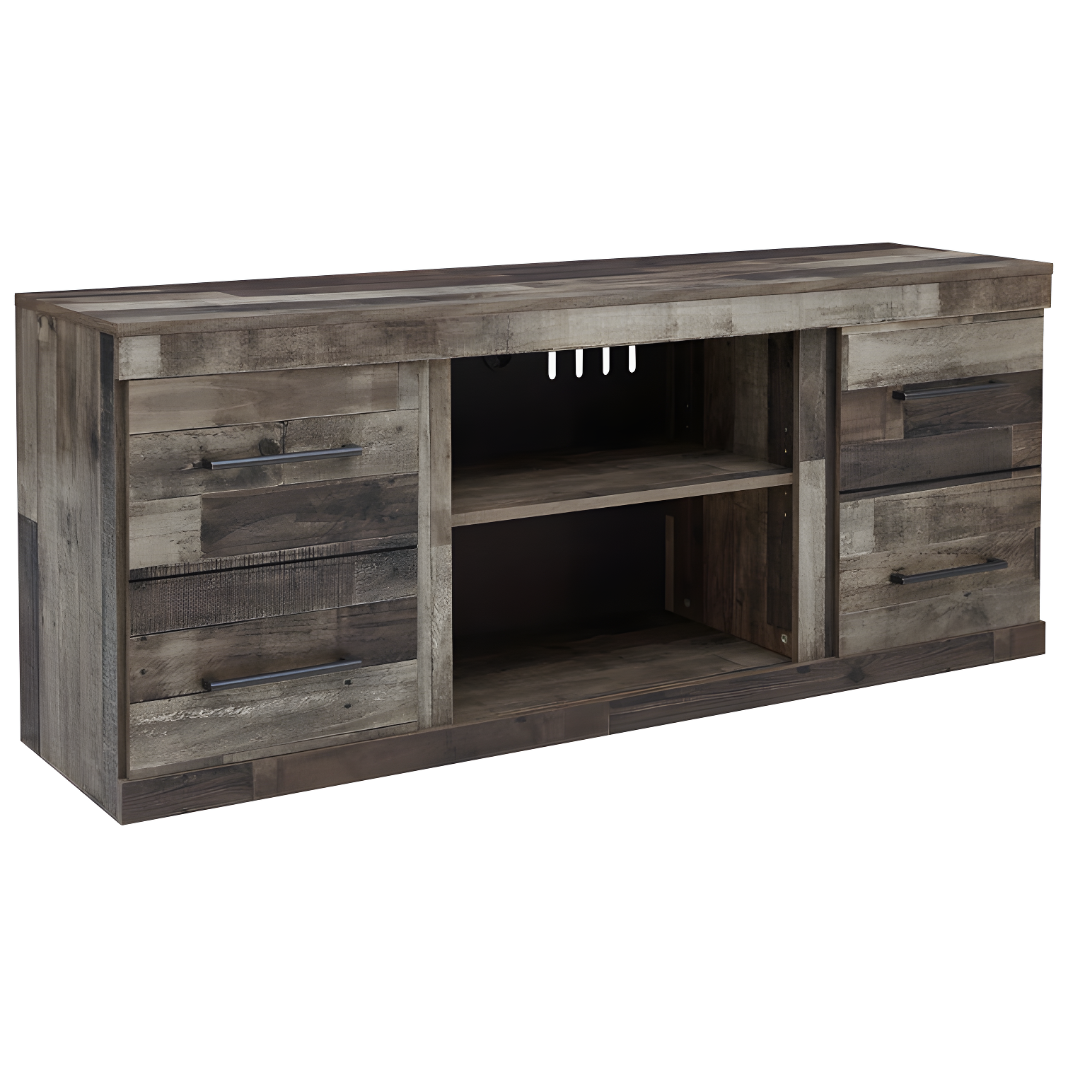 Rustic Brown 60" TV Stand with Fireplace and Cabinet