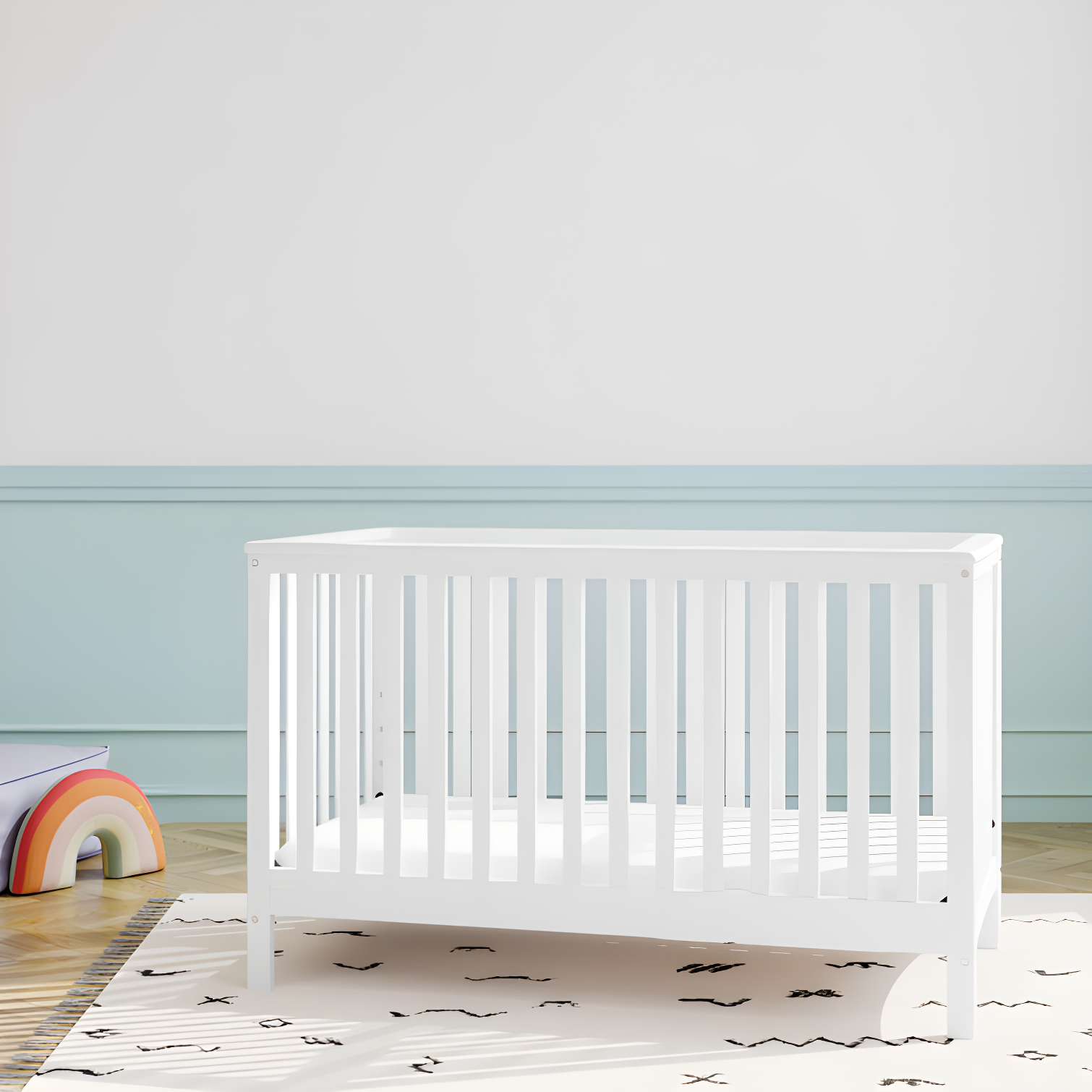 White Pine Wood 4-in-1 Convertible Baby Crib