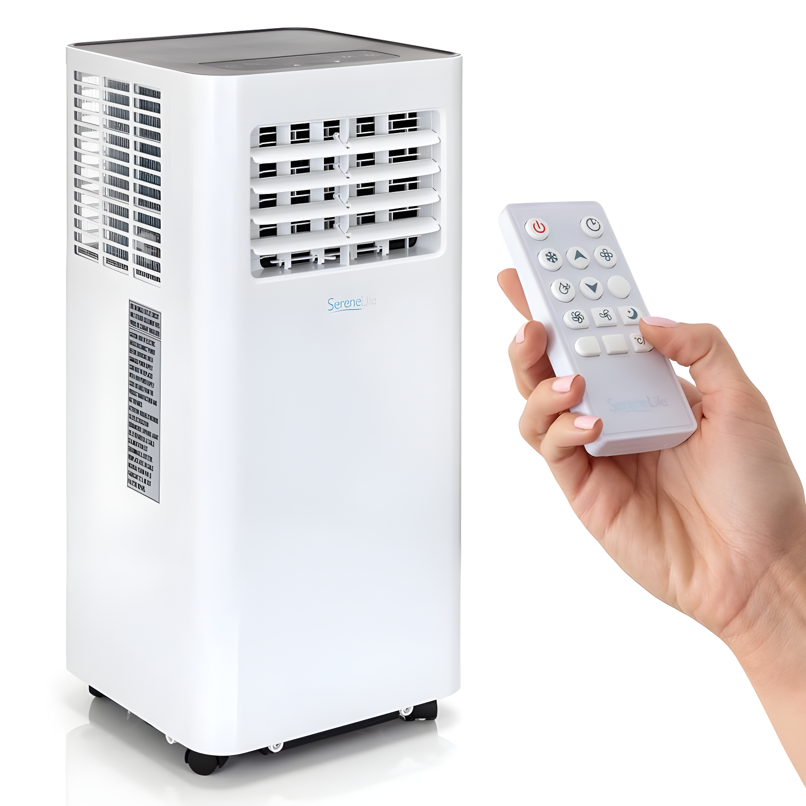 SereneLife 8,000 BTU White Portable Air Conditioner with Remote