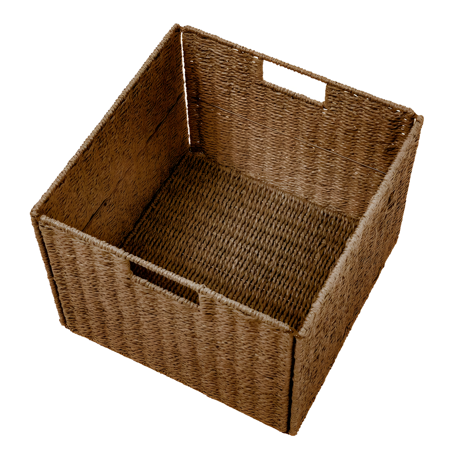 Brown Wicker Foldable Storage Basket with Iron Frame