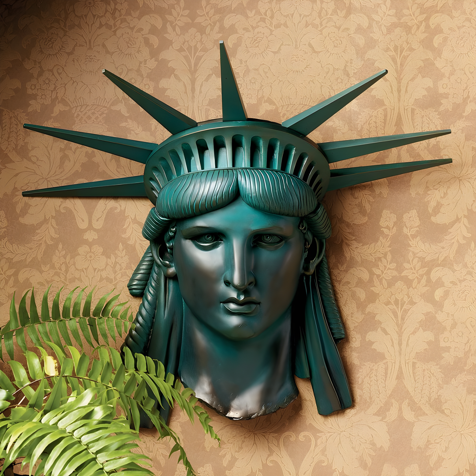 Verdigris Resin Statue of Liberty Wall Frieze