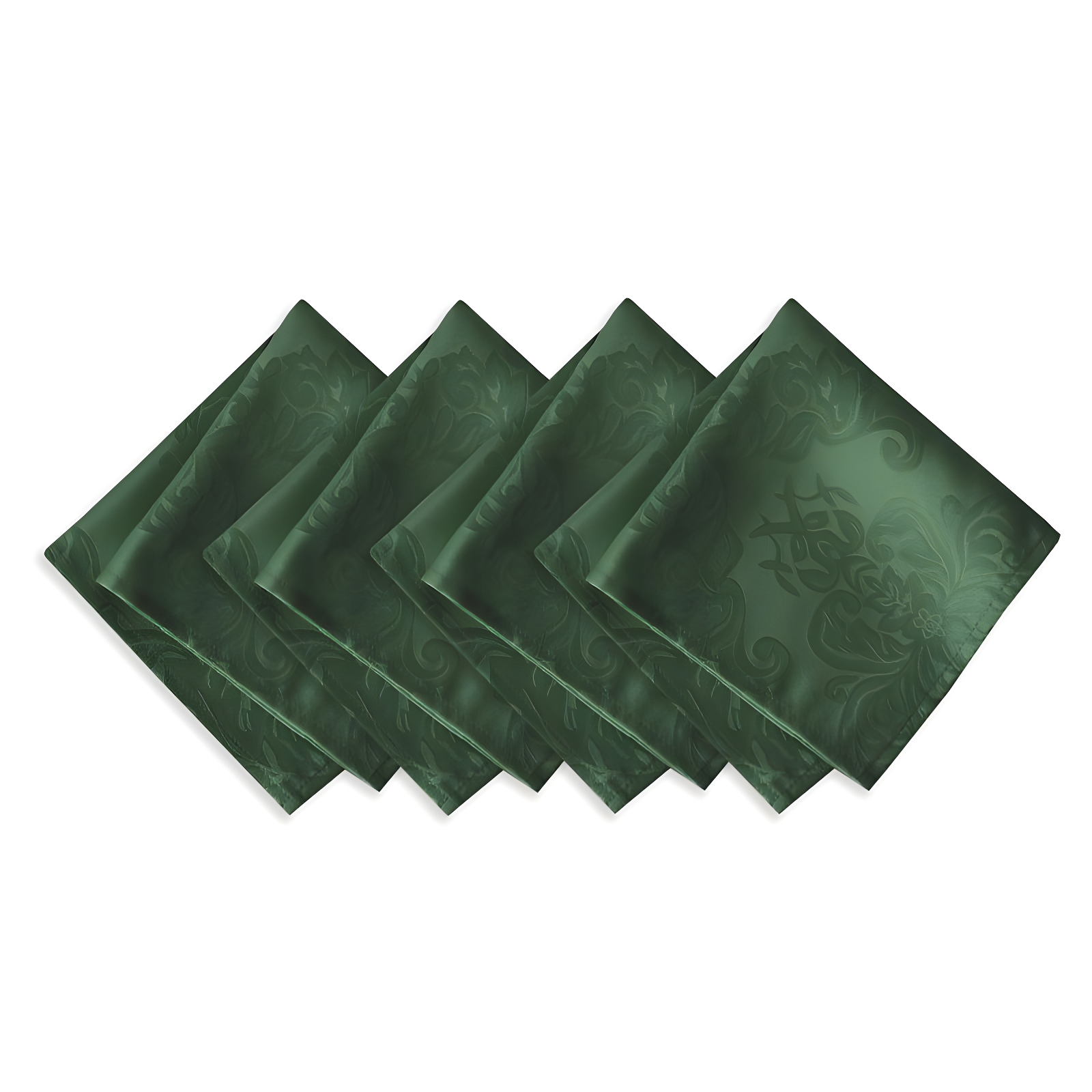 Hunter Green Jacquard Damask Stain Resistant Napkin Set of 4