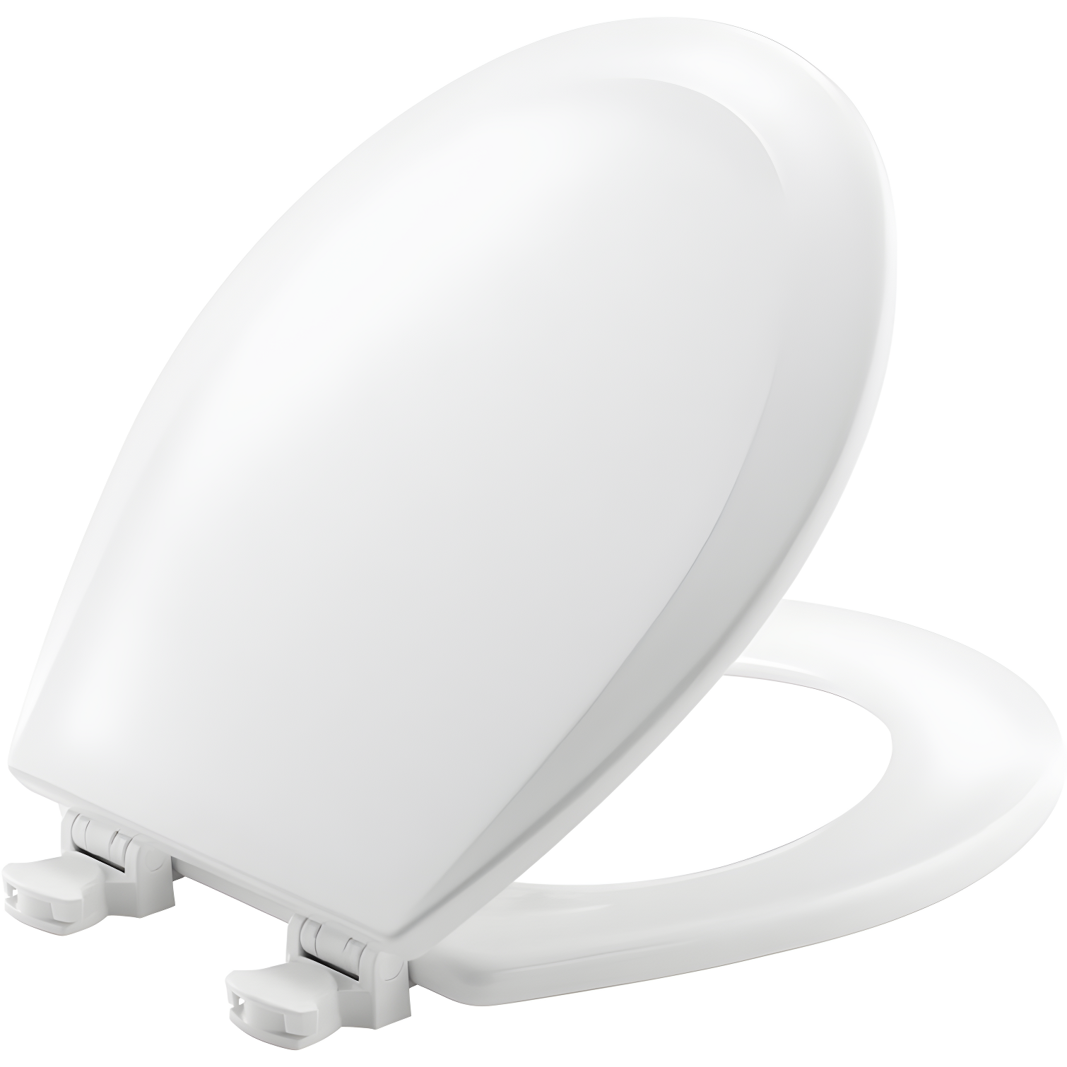 White Round Enameled Wood Toilet Seat with Easy-Clean Hinges