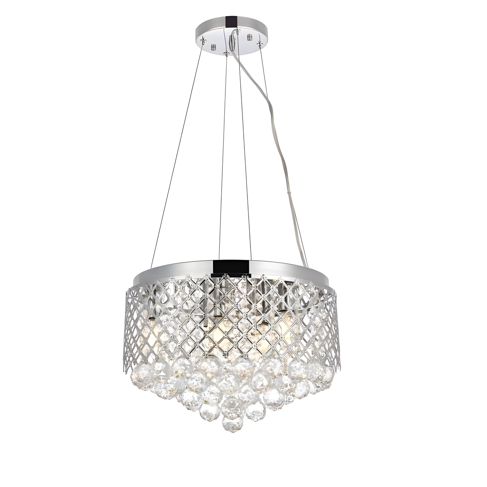 Elegant Chrome and Crystal Round Pendant Light