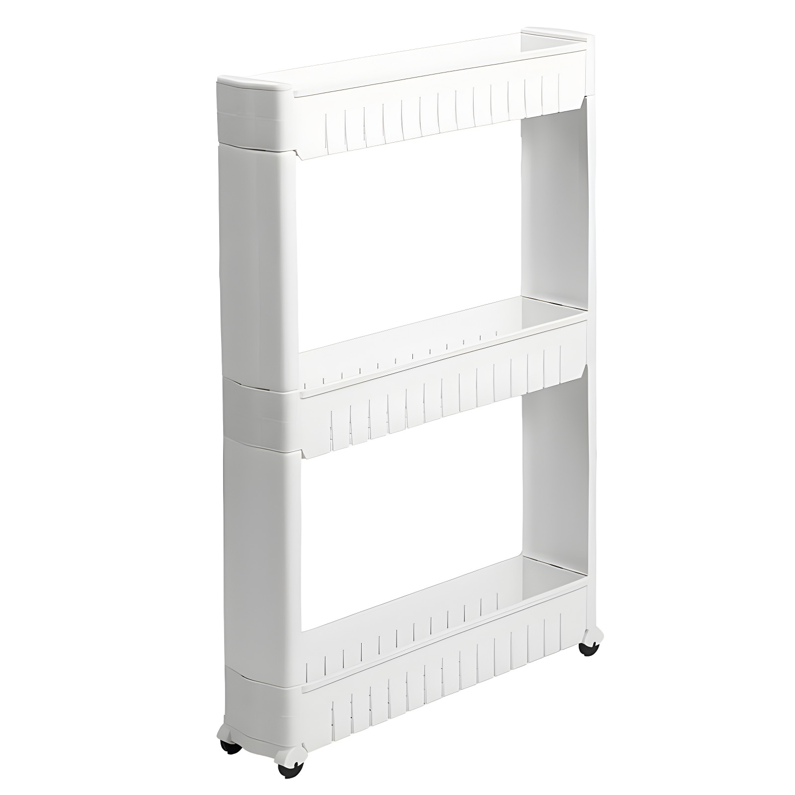 Slim White 3-Tier Rolling Kitchen Cart with Storage