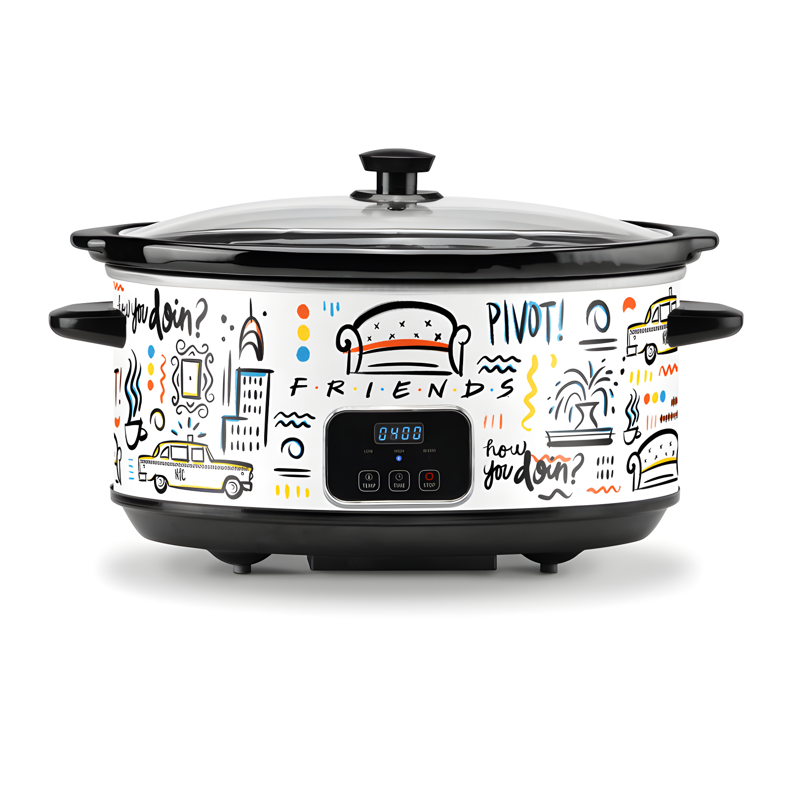 Friends Themed 7-Quart White Digital Slow Cooker