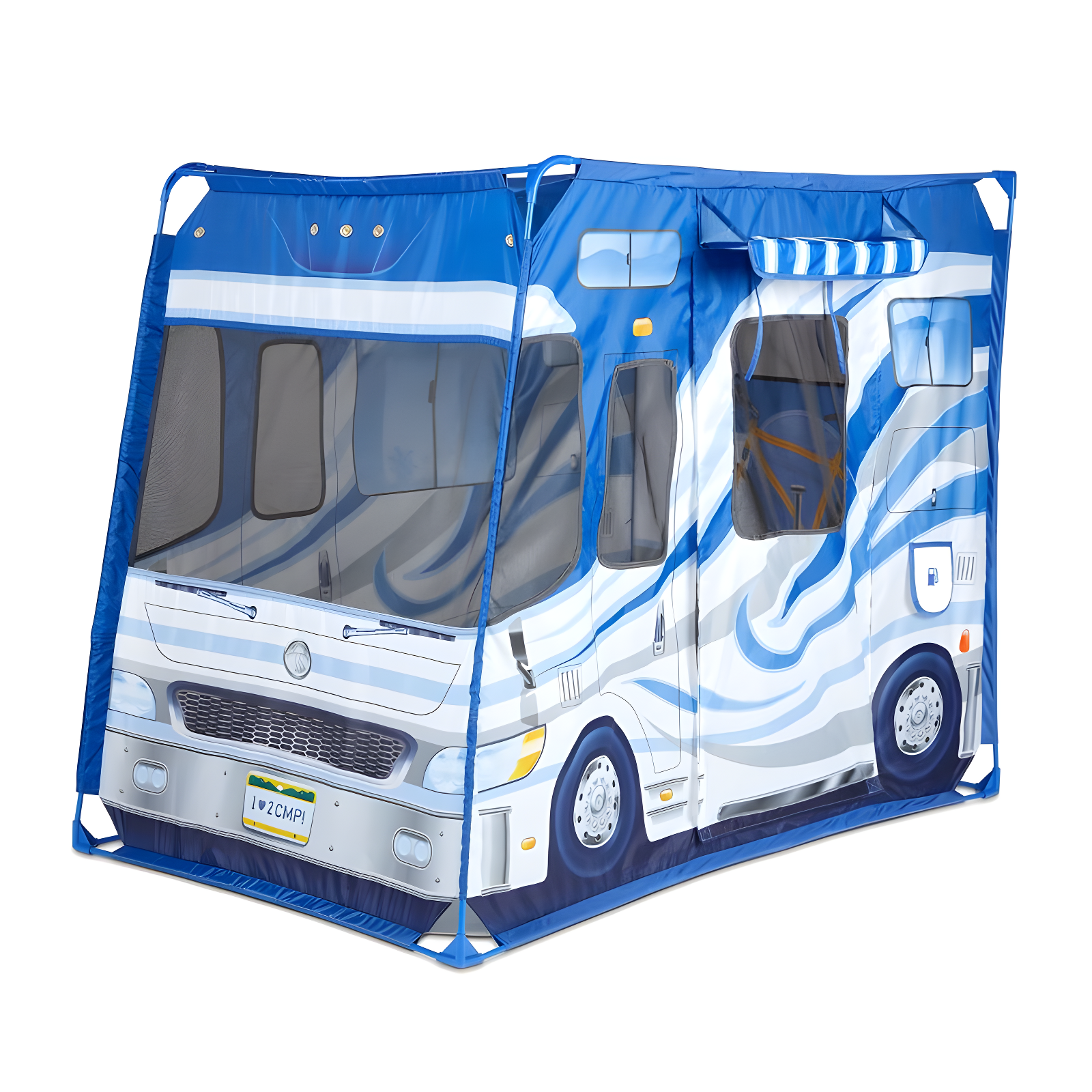 Blue and White Plastic Camper Tent Play Set