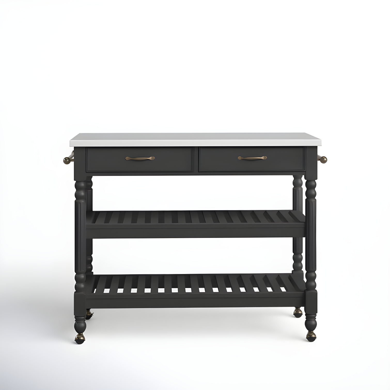 Savannah Stainless Steel Rectangular Kitchen Cart with Wine Rack