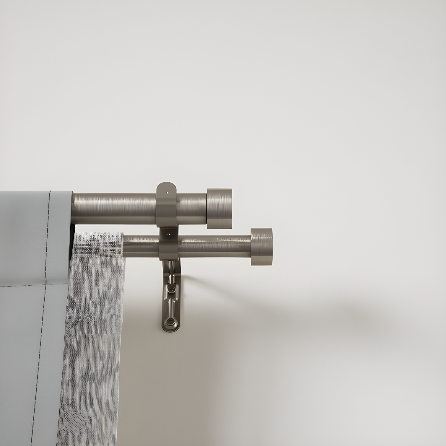 Nickel Steel Adjustable Double Curtain Rod with Finials