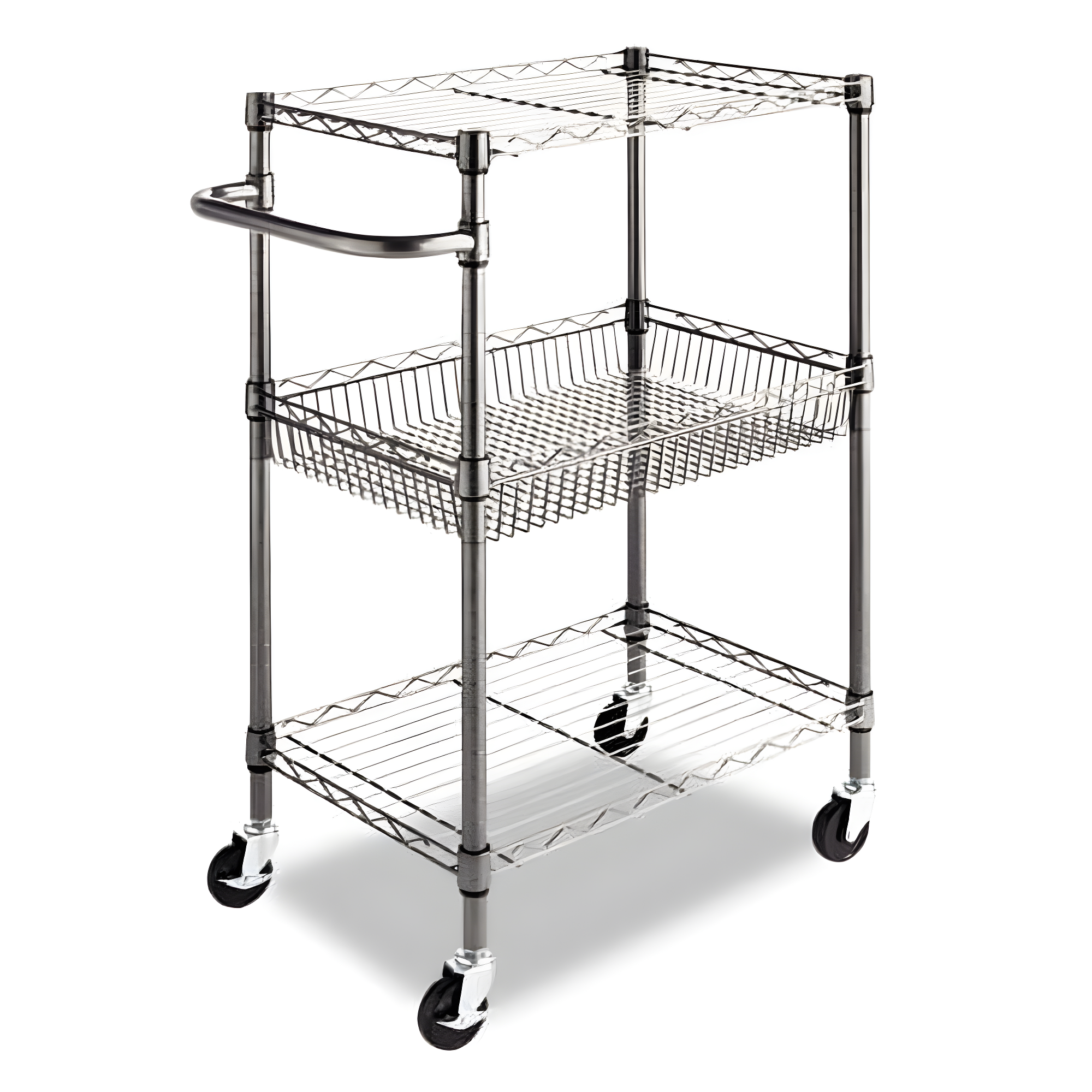 Anthracite Black 3-Tier Welded Wire Rolling Trolley