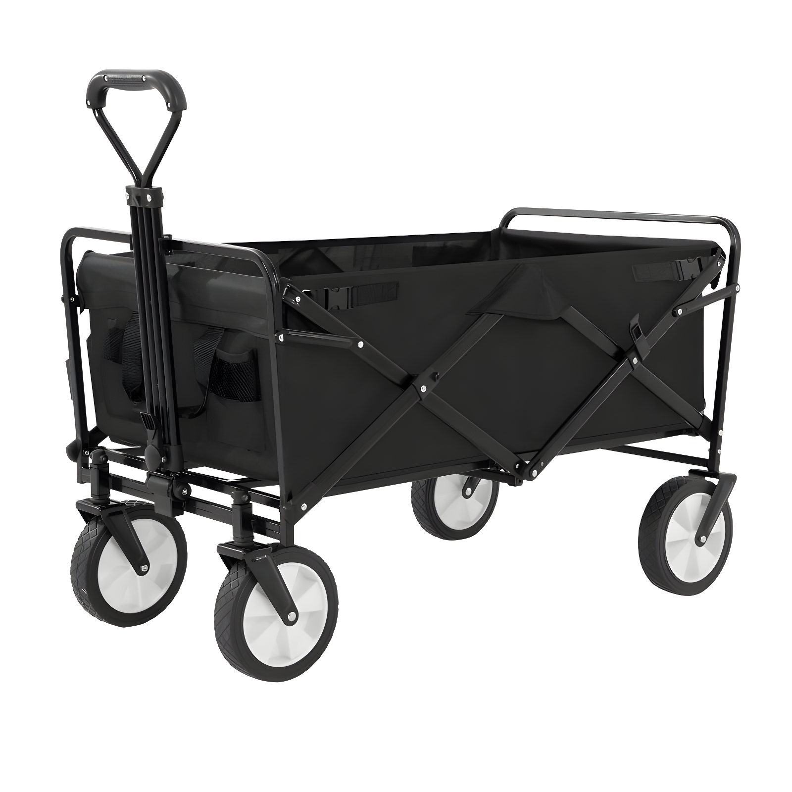 Black Heavy Duty Collapsible Folding Garden Wagon Cart