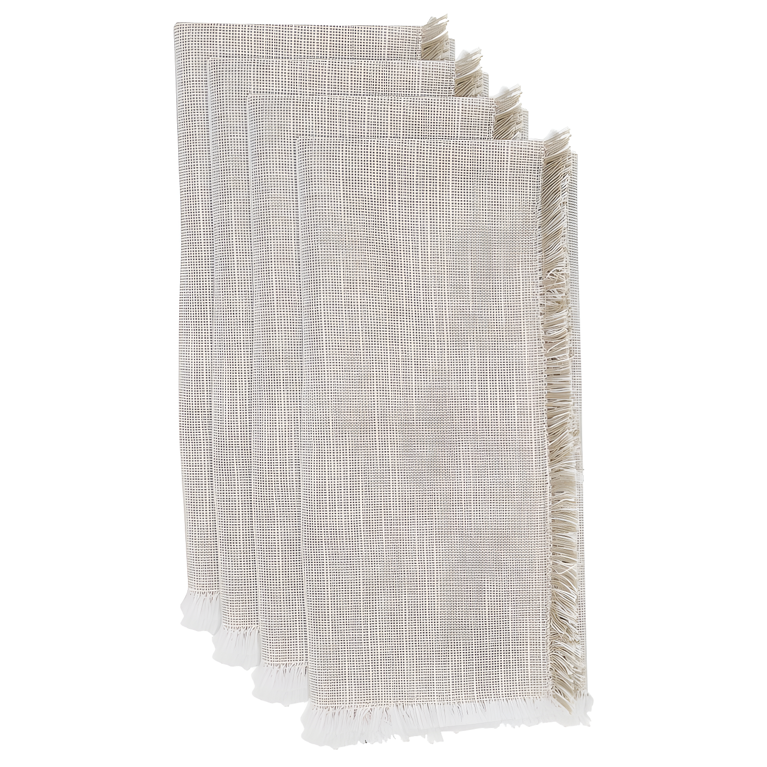 Natural Cotton Napkins with Two-Tone Fringe Design