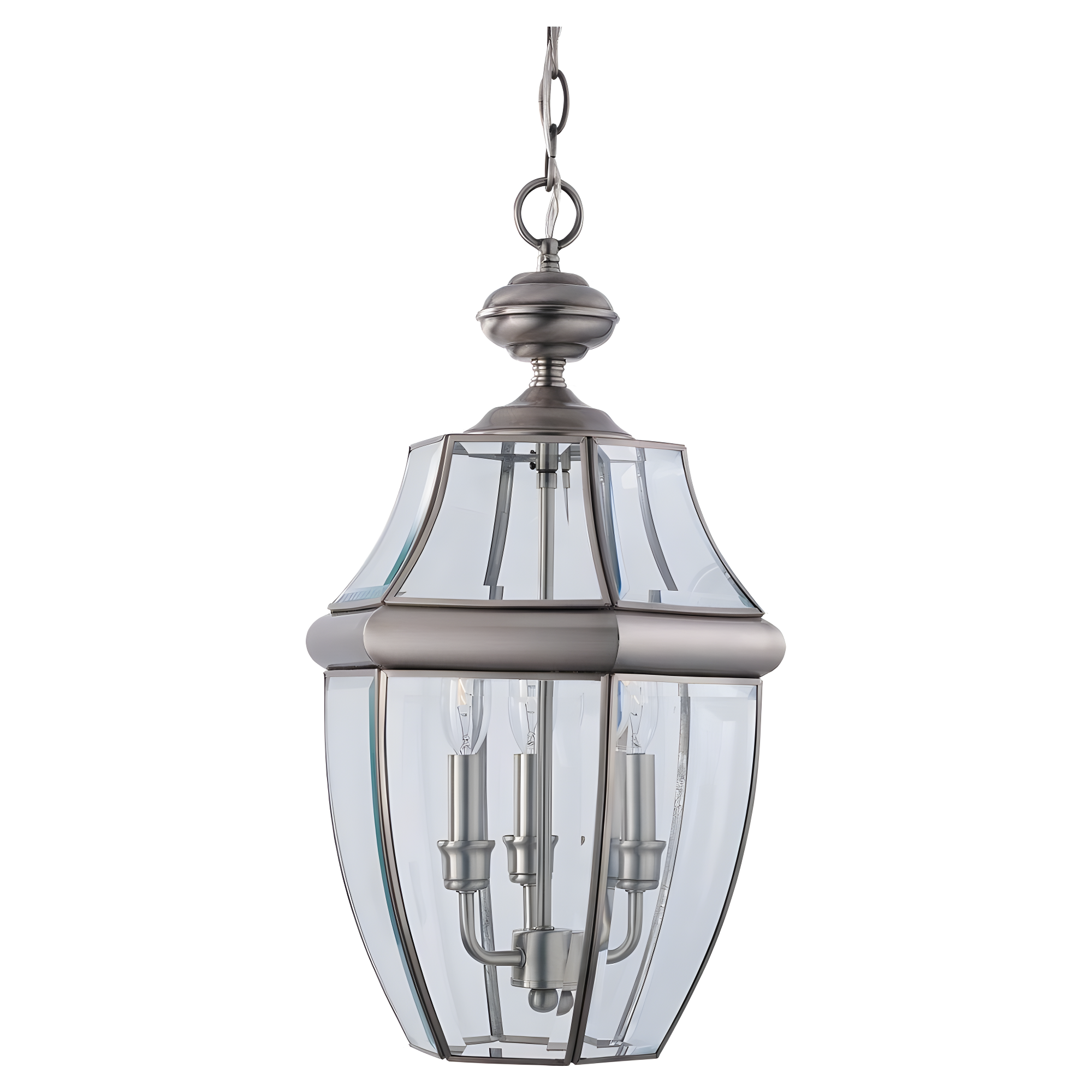 Antique Brushed Nickel Outdoor Pendant with Clear Glass