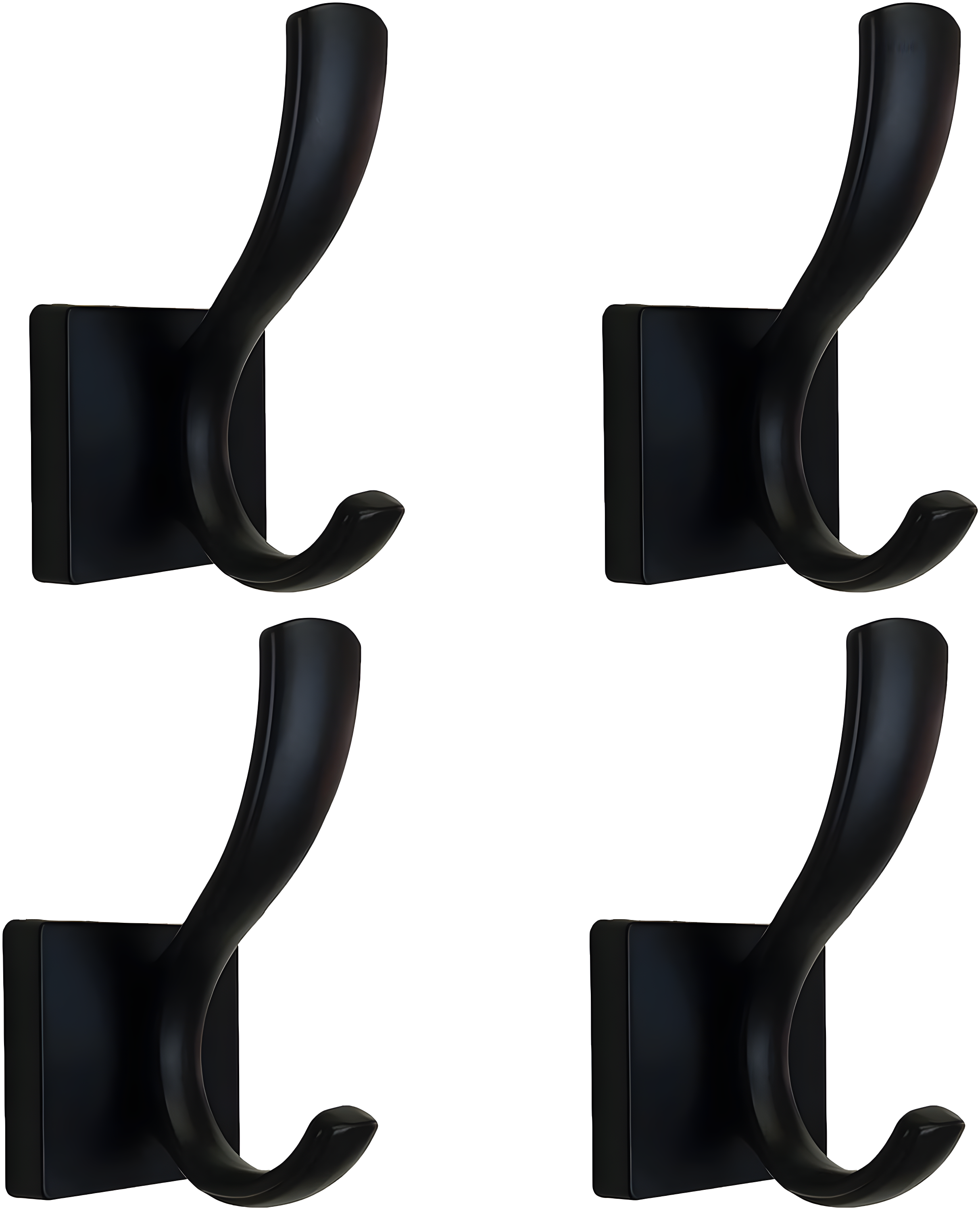 Matte Black Heavy Duty Wall Mount Towel Hooks, 4 Pack