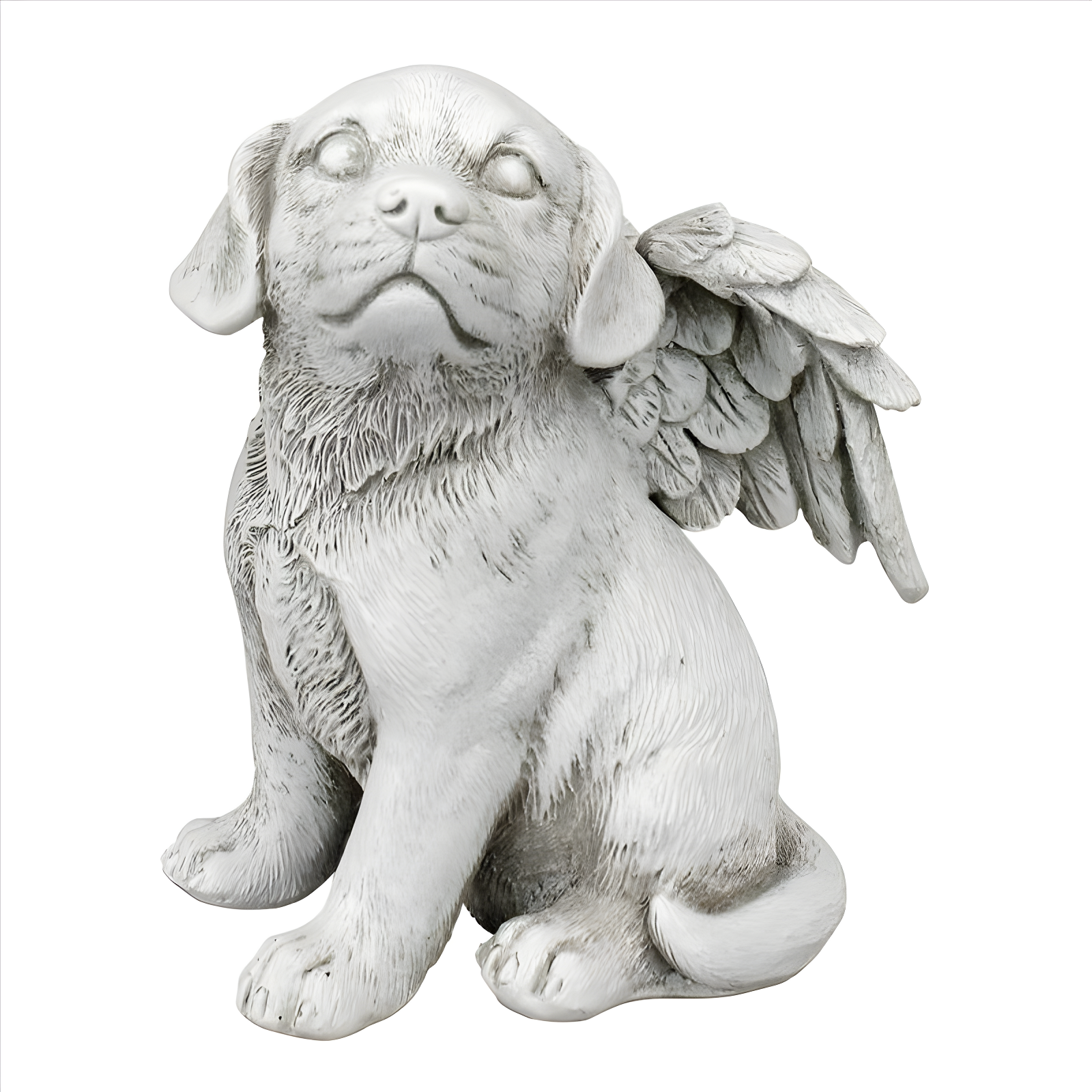 Medium Gray Resin Memorial Dog Statue with Angel Wings