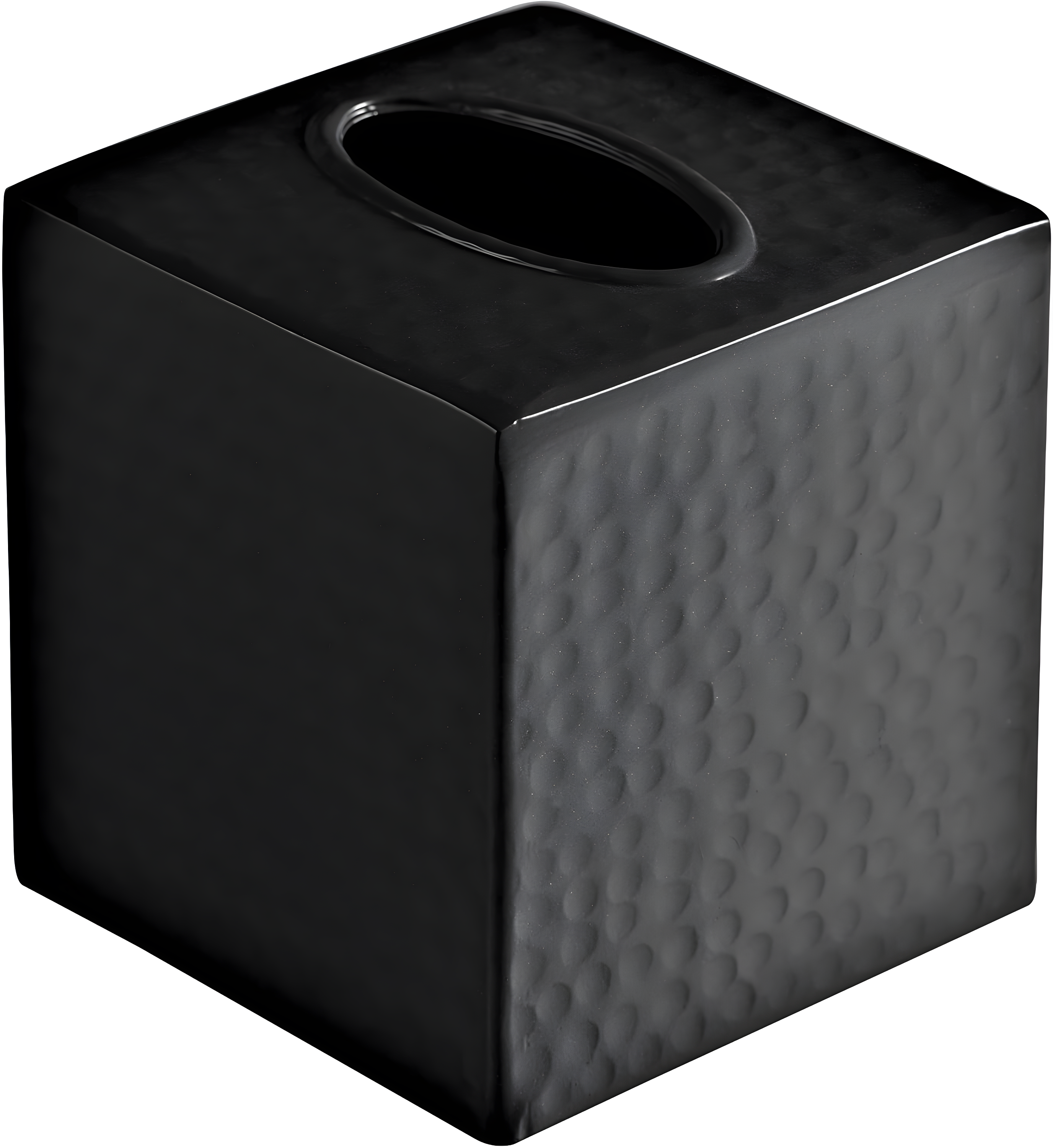 Matte Black Hand Hammered Aluminum Tissue Box Cover