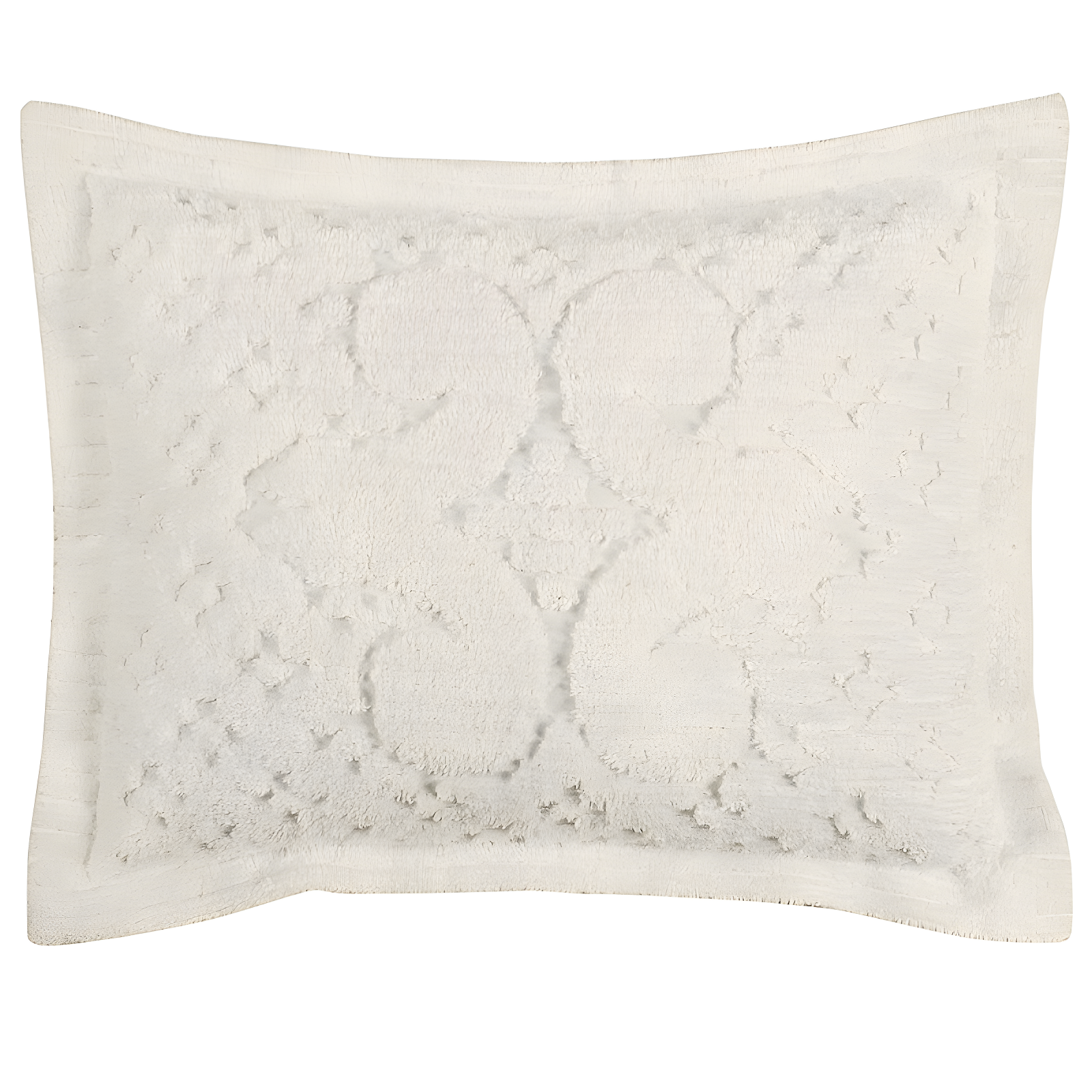 Ivory Cotton Chenille Tufted Medallion Standard Sham