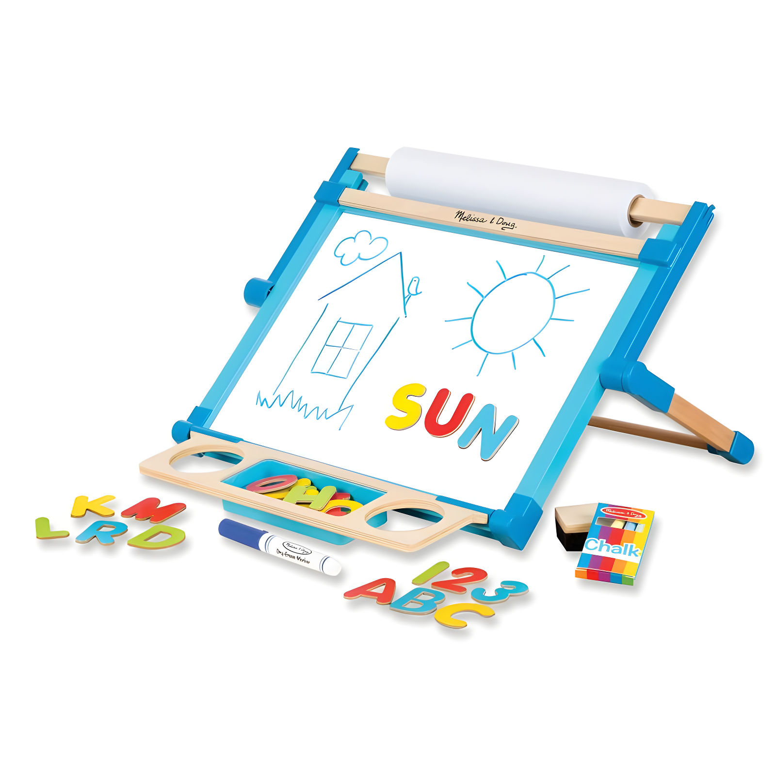 Double-Sided Magnetic Freestanding Tabletop Art Easel with Accessories