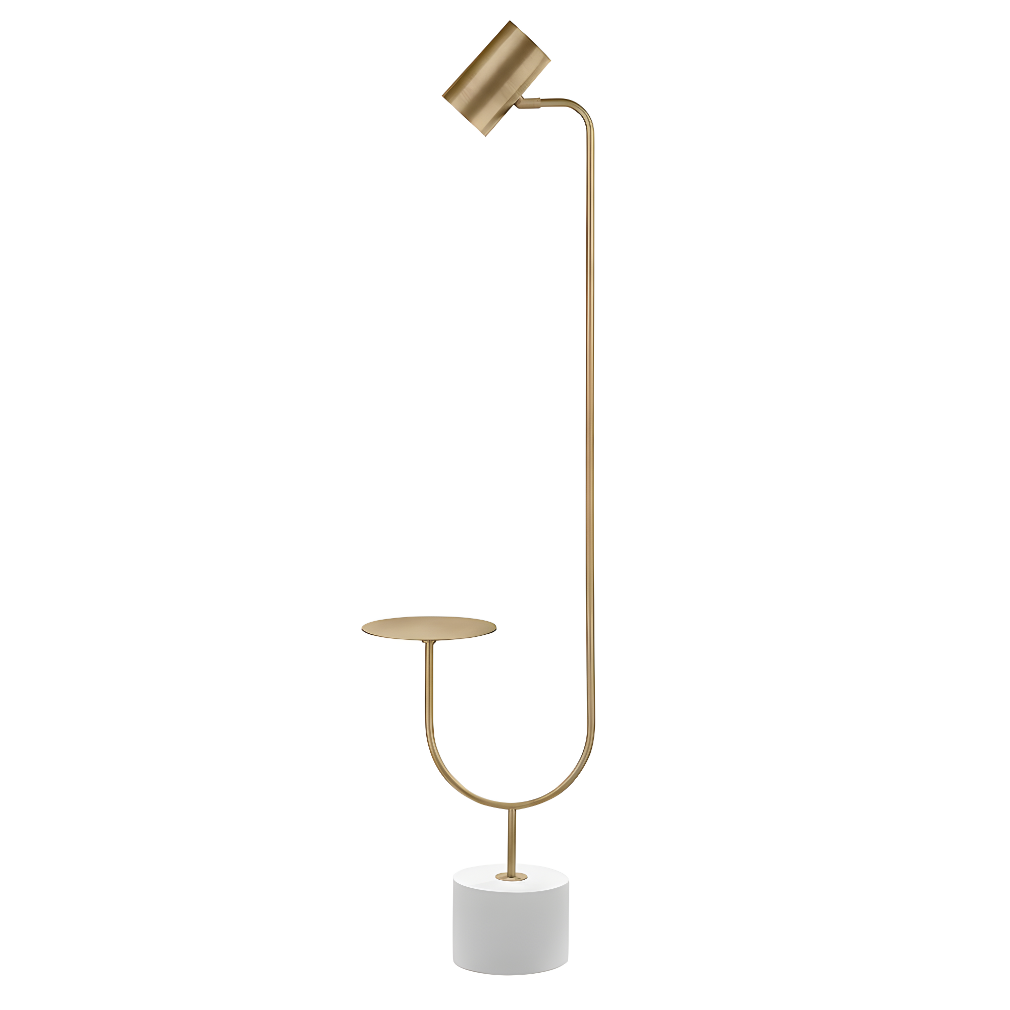 Cantilever Antique Brass Spotlight Floor Lamp with Grey Cement Base