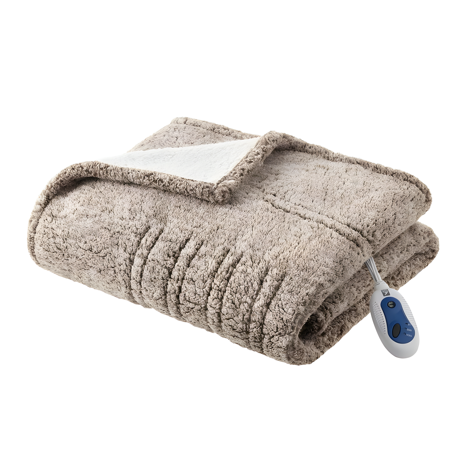 Beige Sherpa Reversible Electric Heat Blanket