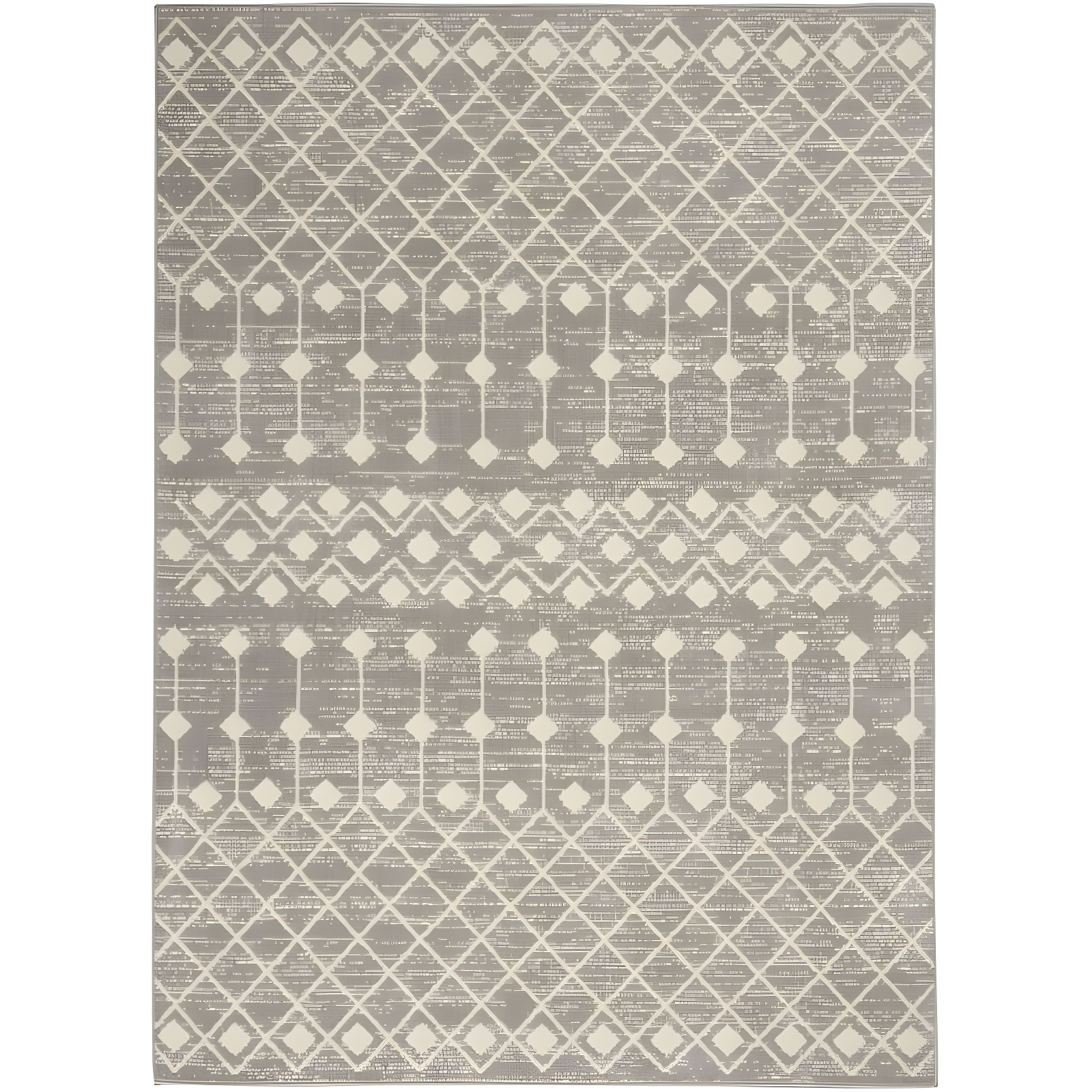 Transfixing Moroccan Diamond Gray and Ivory 5'3" x 7'3" Area Rug