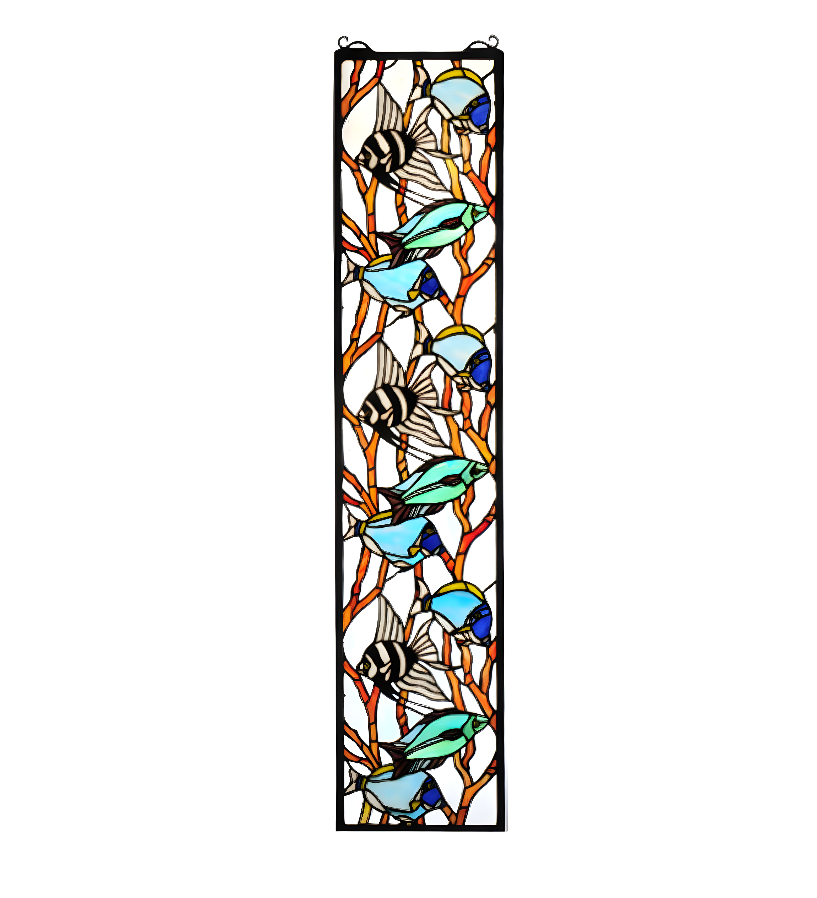 Tropical Fish 42" Stained Glass Decorative Window Panel