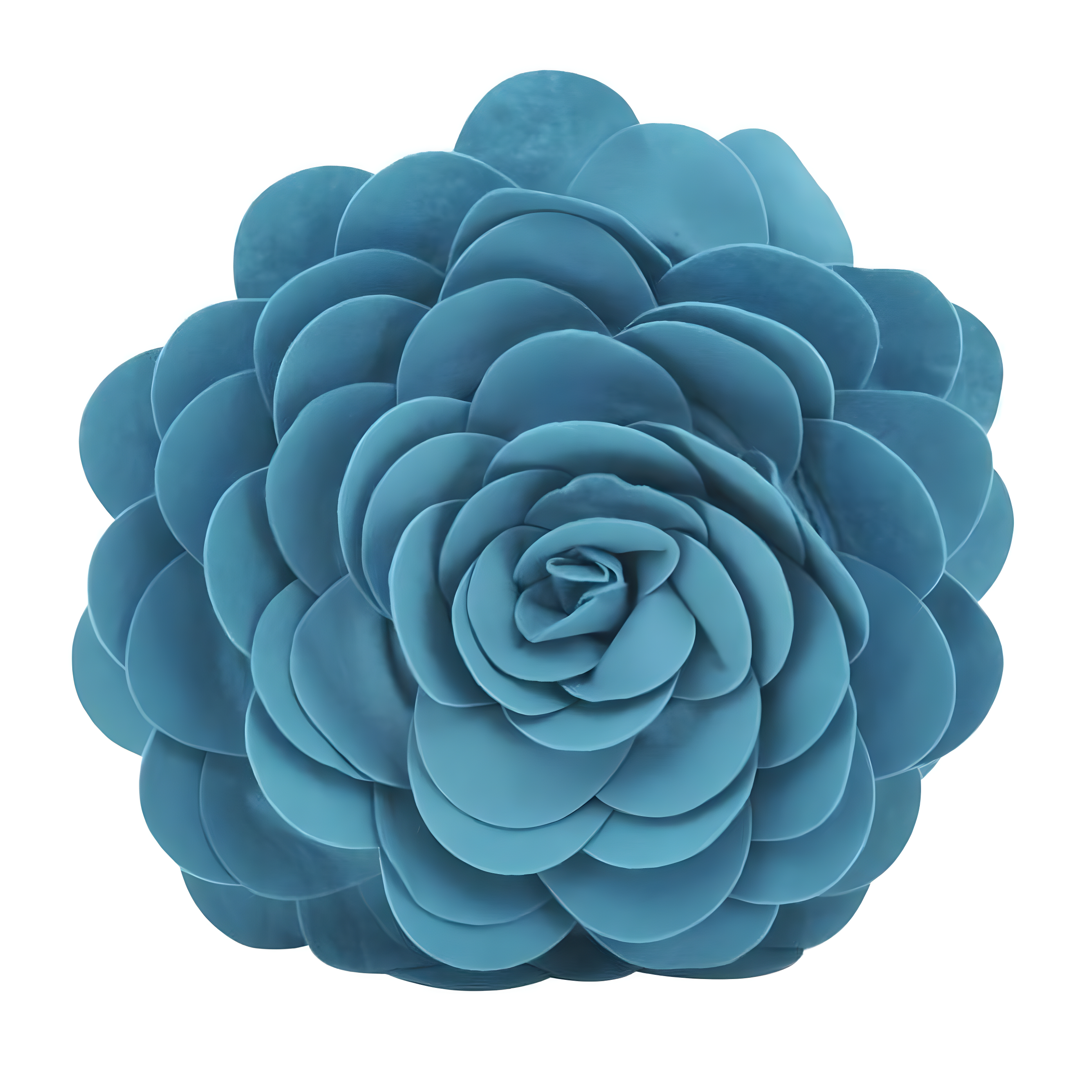 Teal Round Flower Design Polyester Throw Pillow, 16 inches