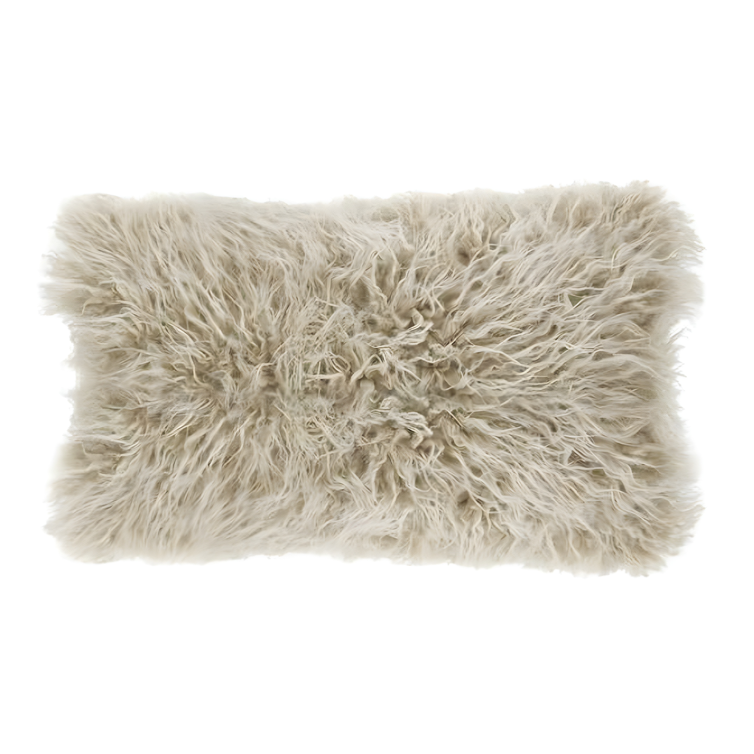 Oatmeal Rectangular Mongolian Faux Fur Throw Pillow