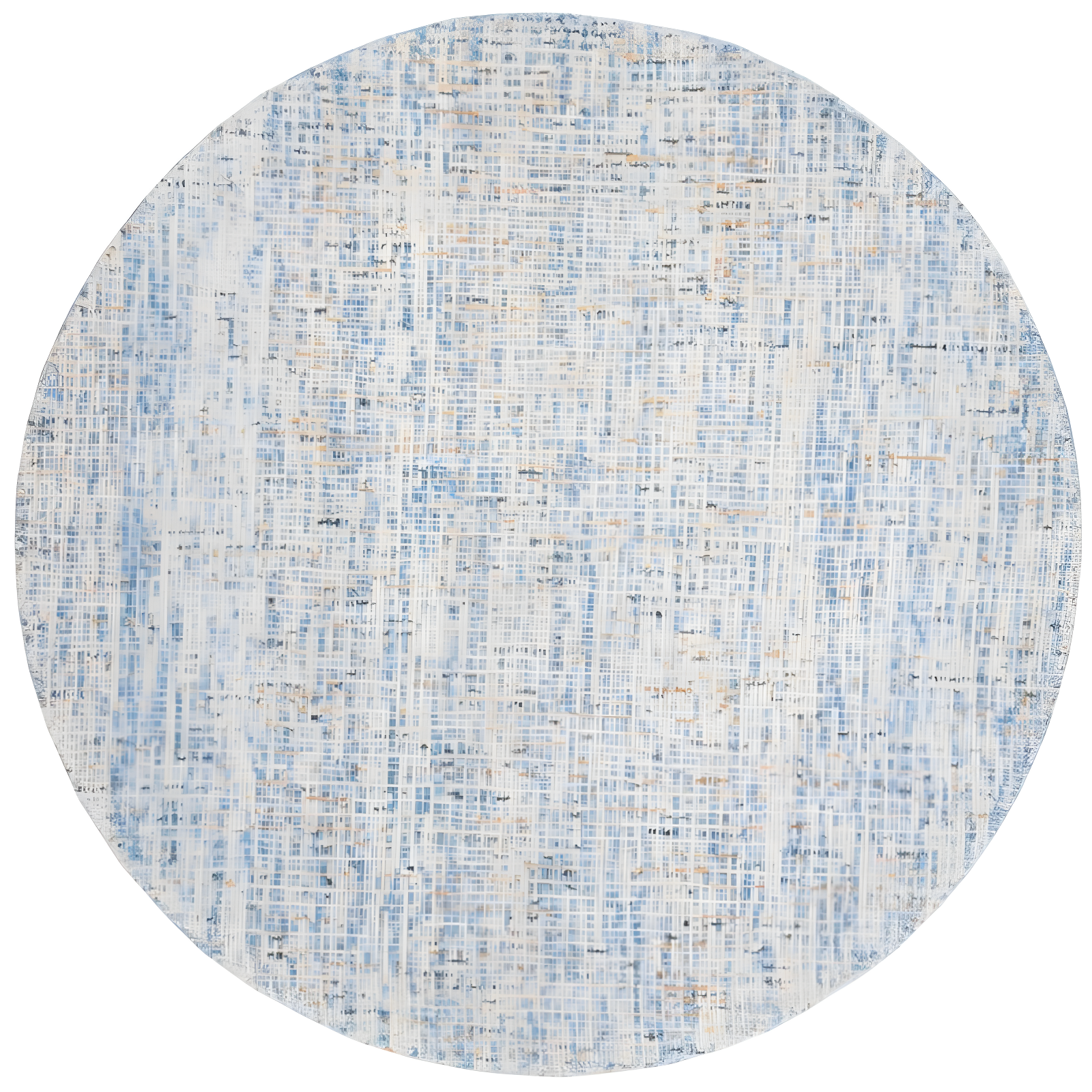 Handmade Round Blue Abstract Wool Area Rug