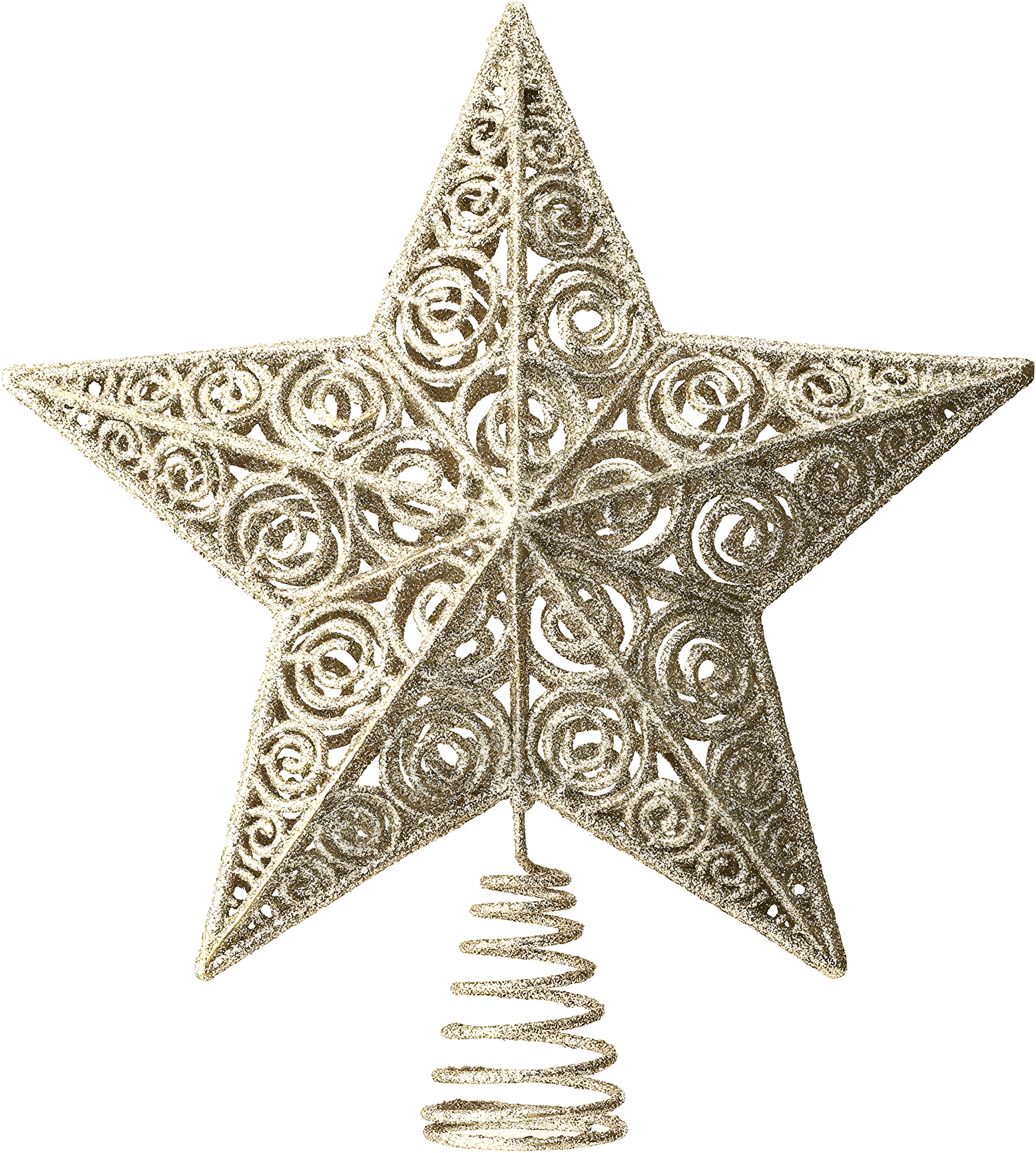 12" Champagne Gold Glitter 3D Star Tree Topper