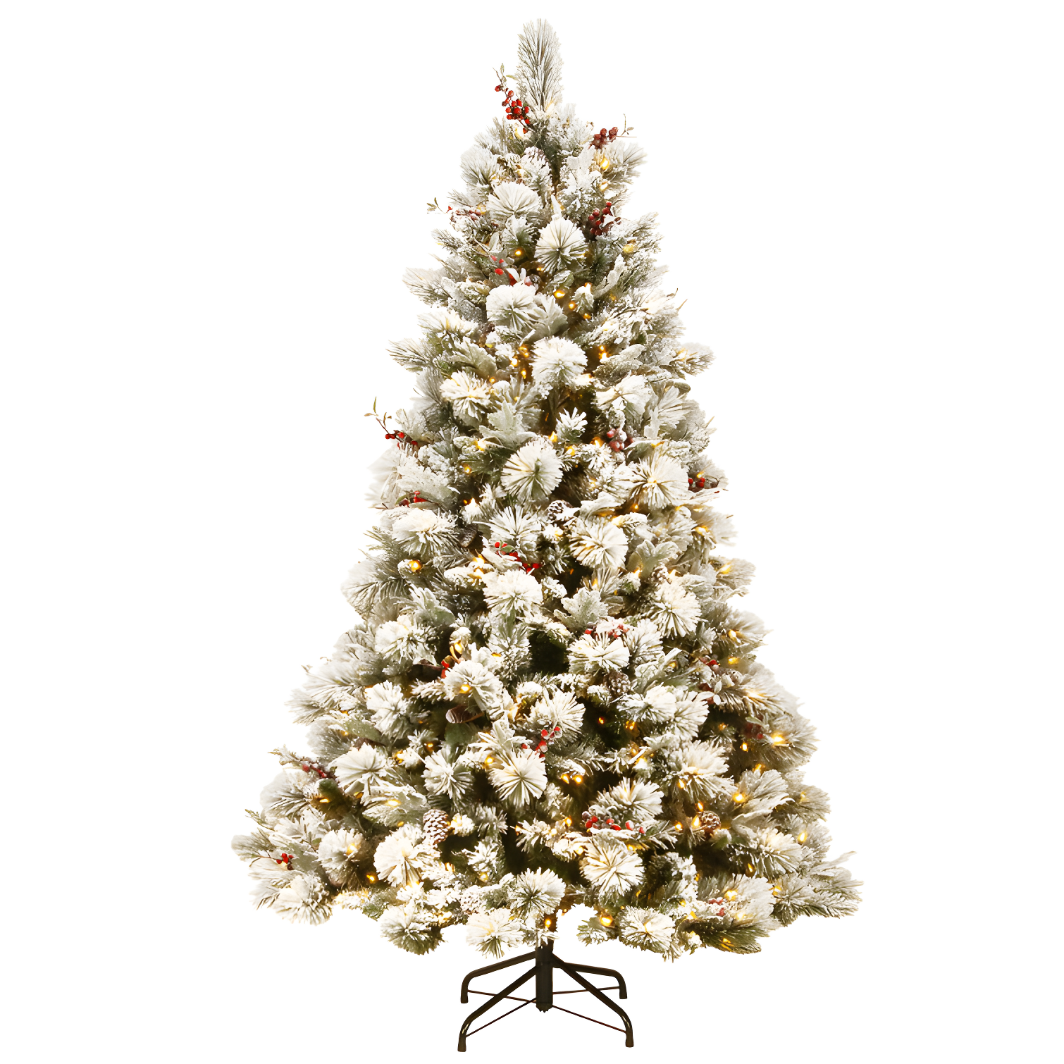 7.5ft Snowy Bedford Pine Christmas Tree with Clear Lights