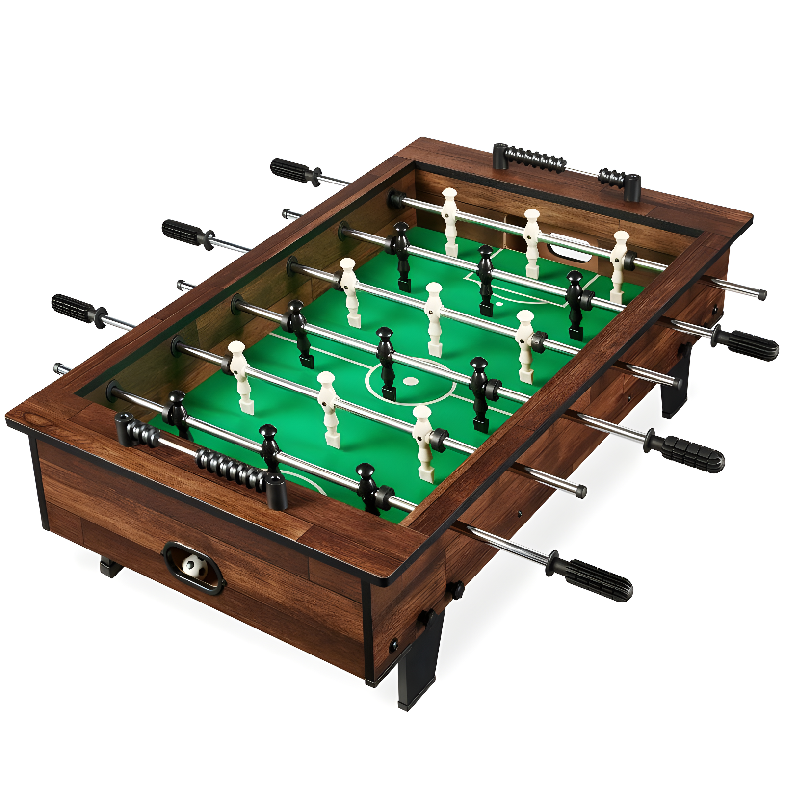 40-Inch Dark Wood Tabletop Foosball Table with Steel Poles