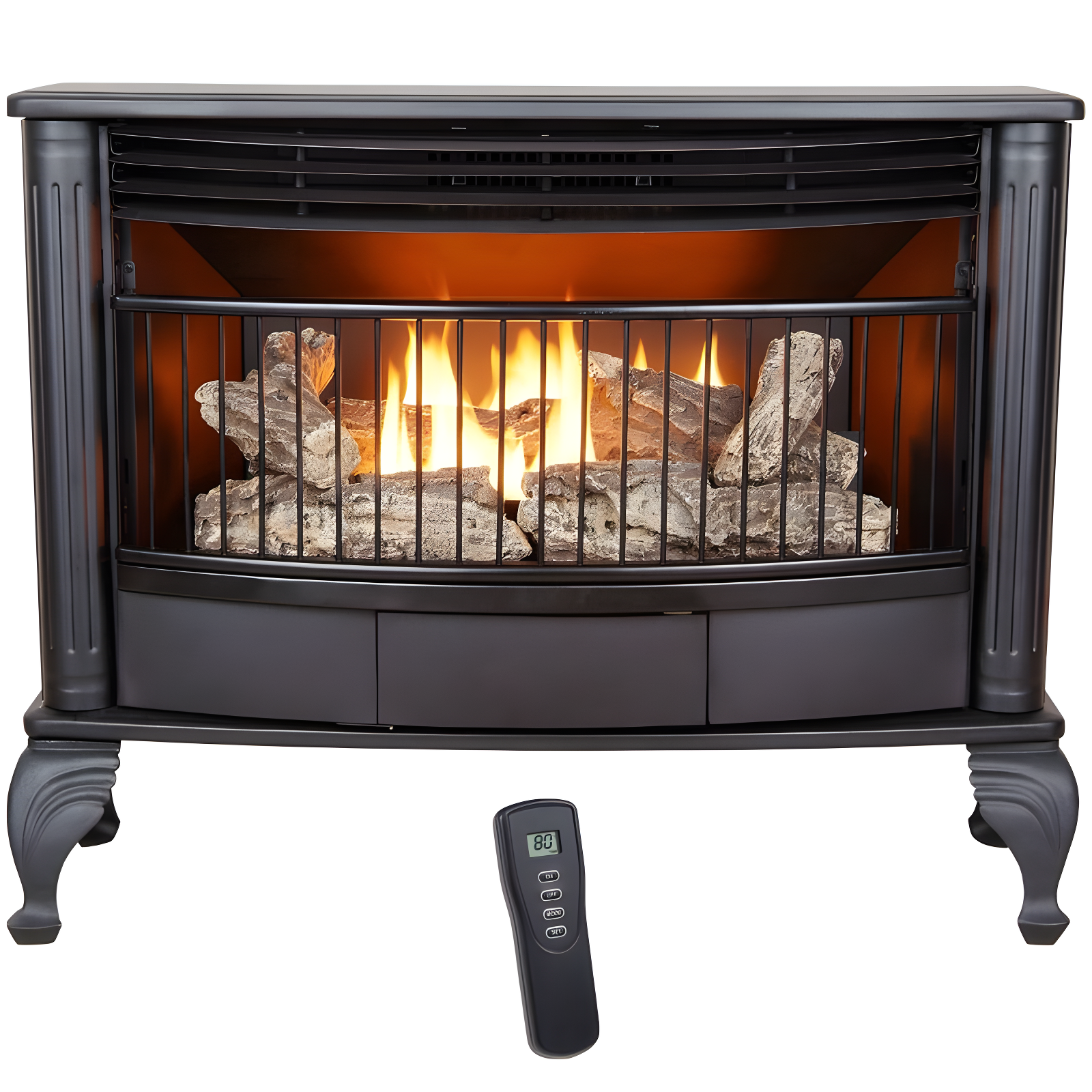 ProCom Black 25,000 BTU Dual Fuel Ventless Gas Stove with Remote