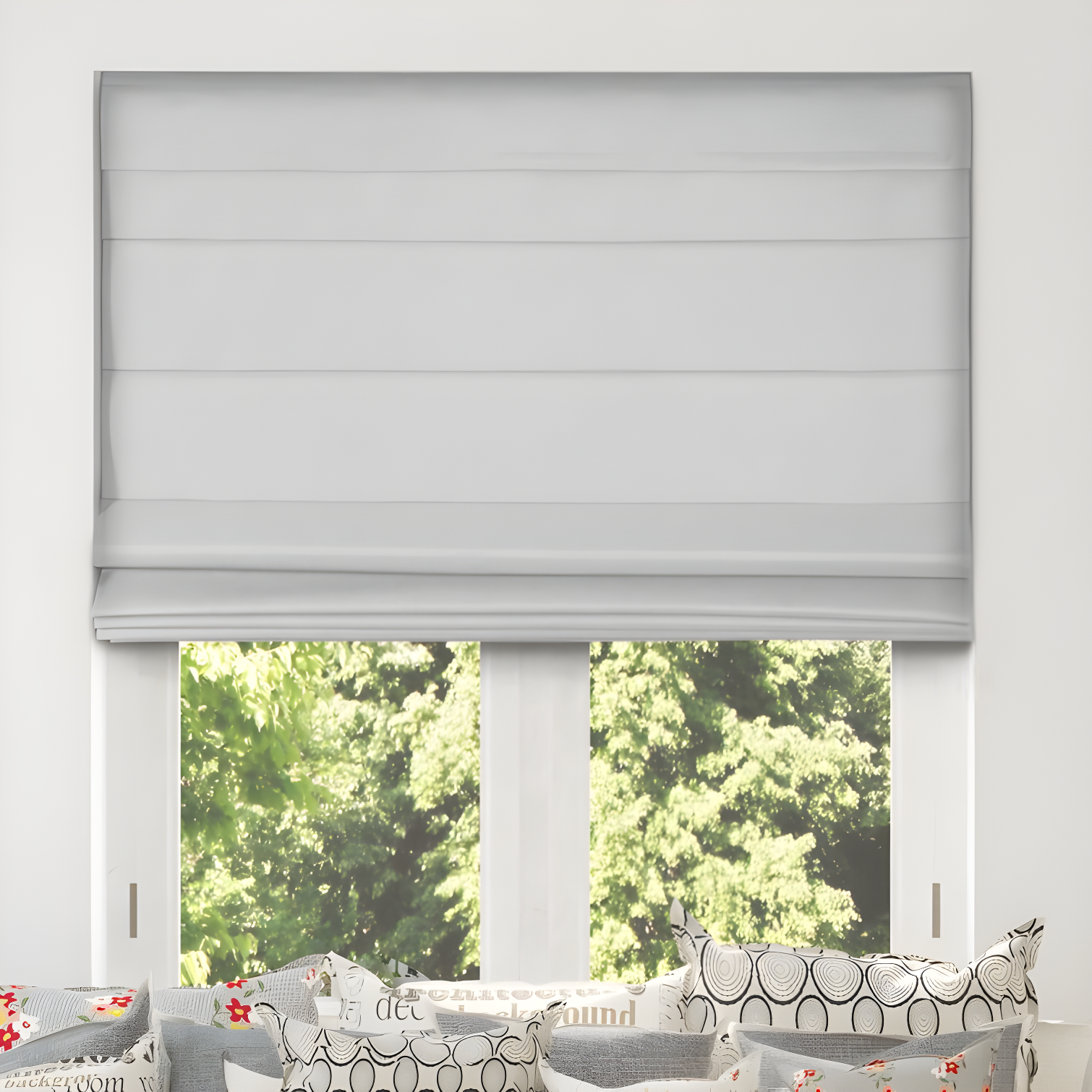 Light Gray Cordless Blackout Fabric Roman Shade 35" x 48"