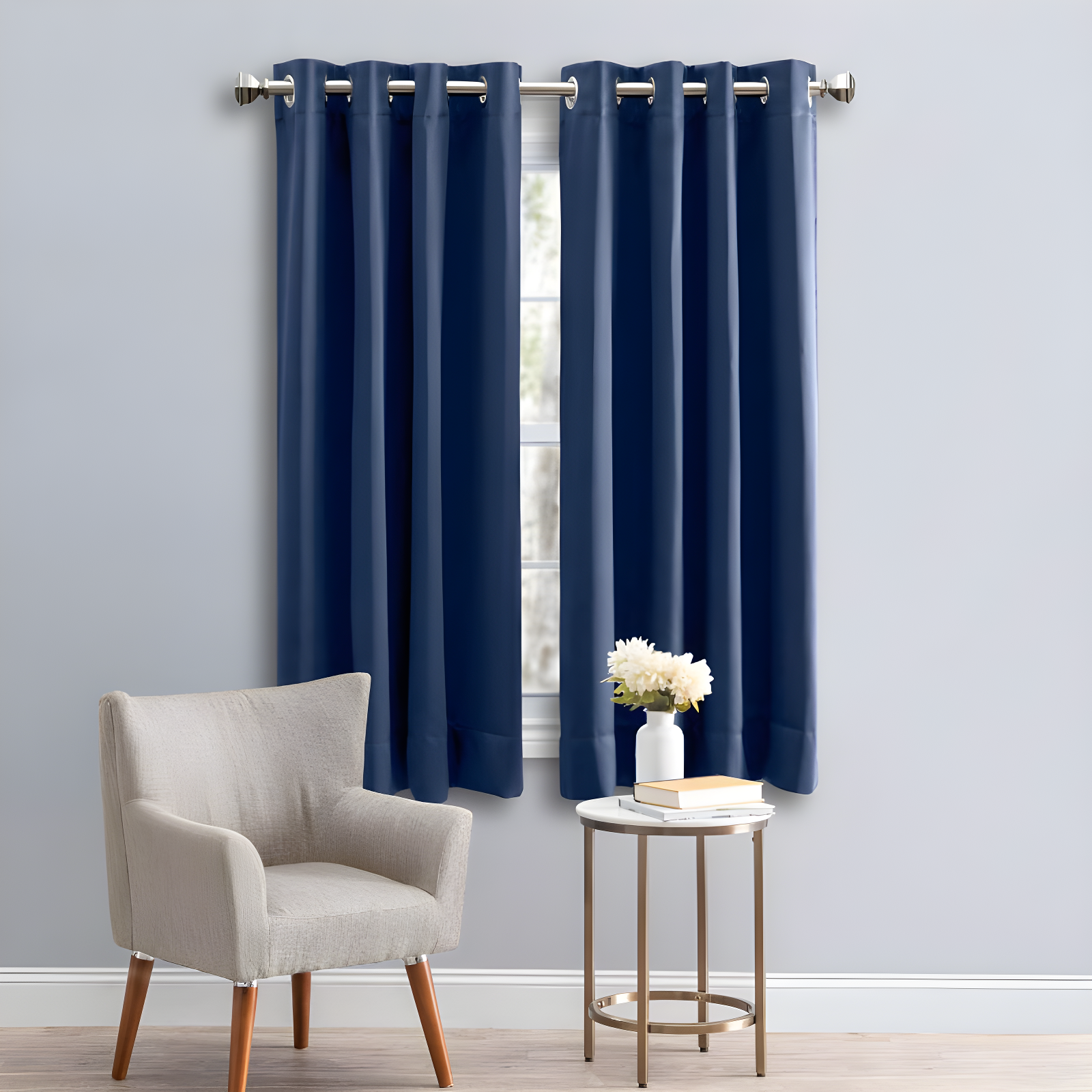 Blue Blackout Grommet Polyester Kids Curtain Panel