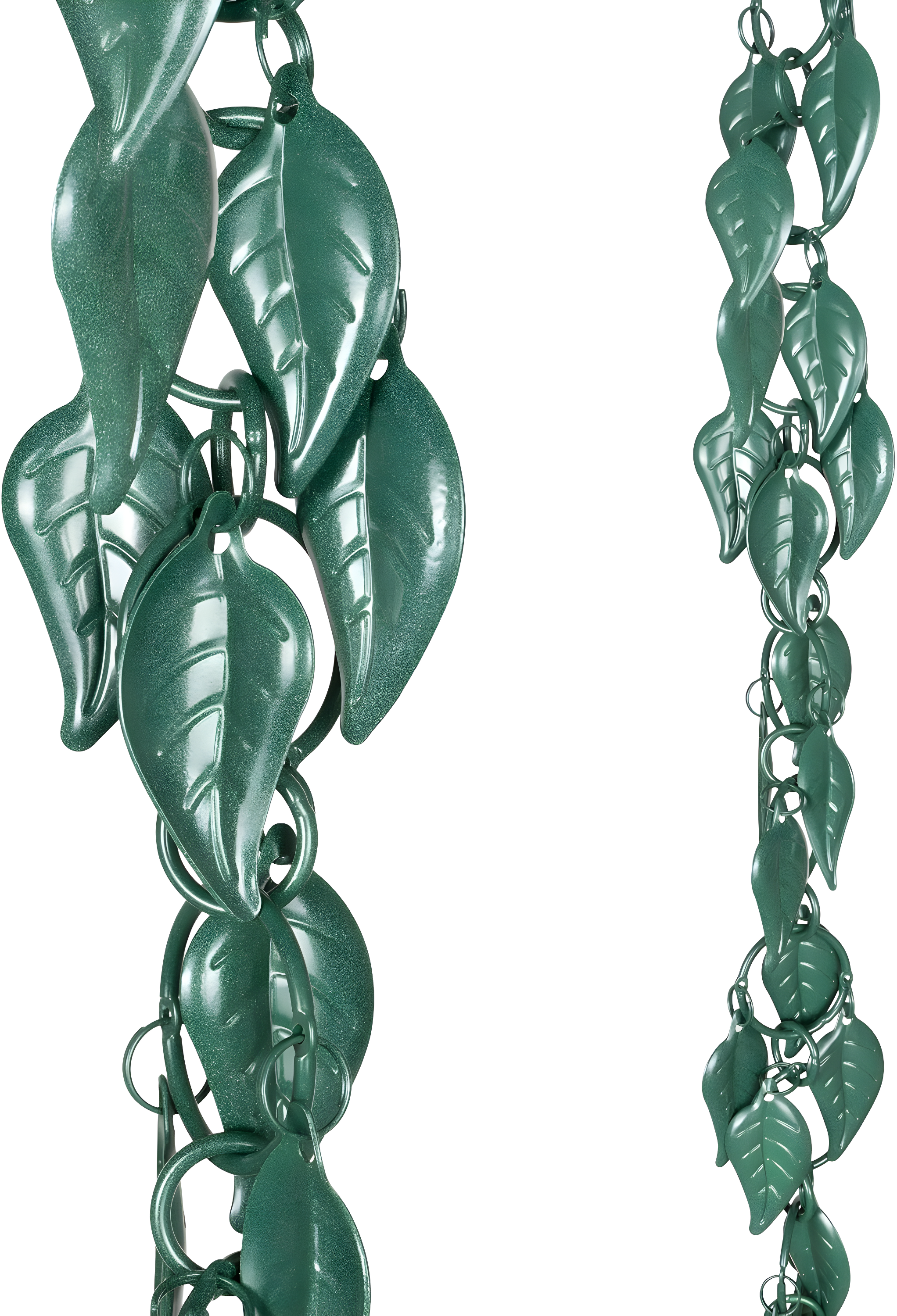 Green Aluminum Cascading Leaves Rain Chain, 8.5 Feet