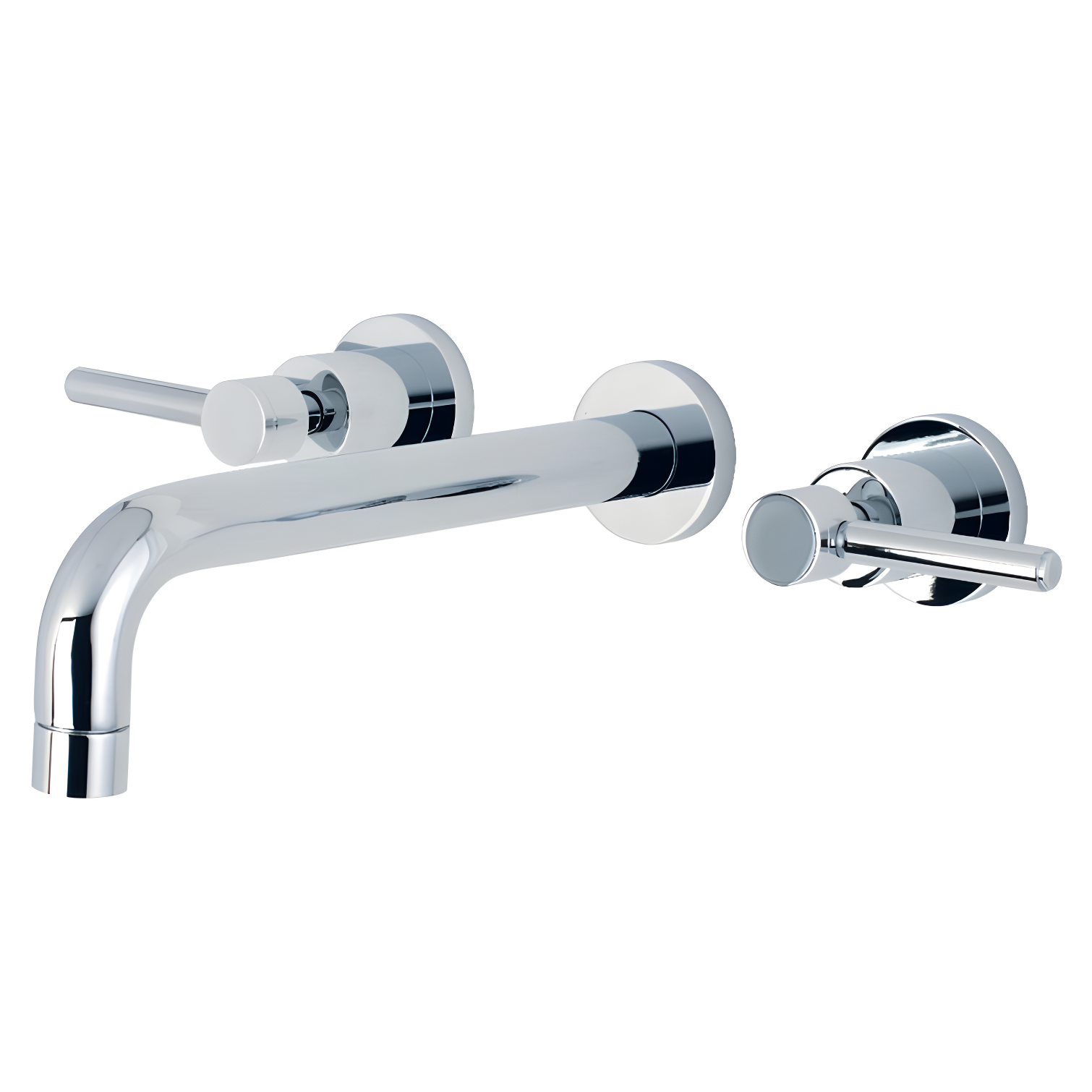 Polished Chrome Modern Double Handle Wall Mount Tub Faucet