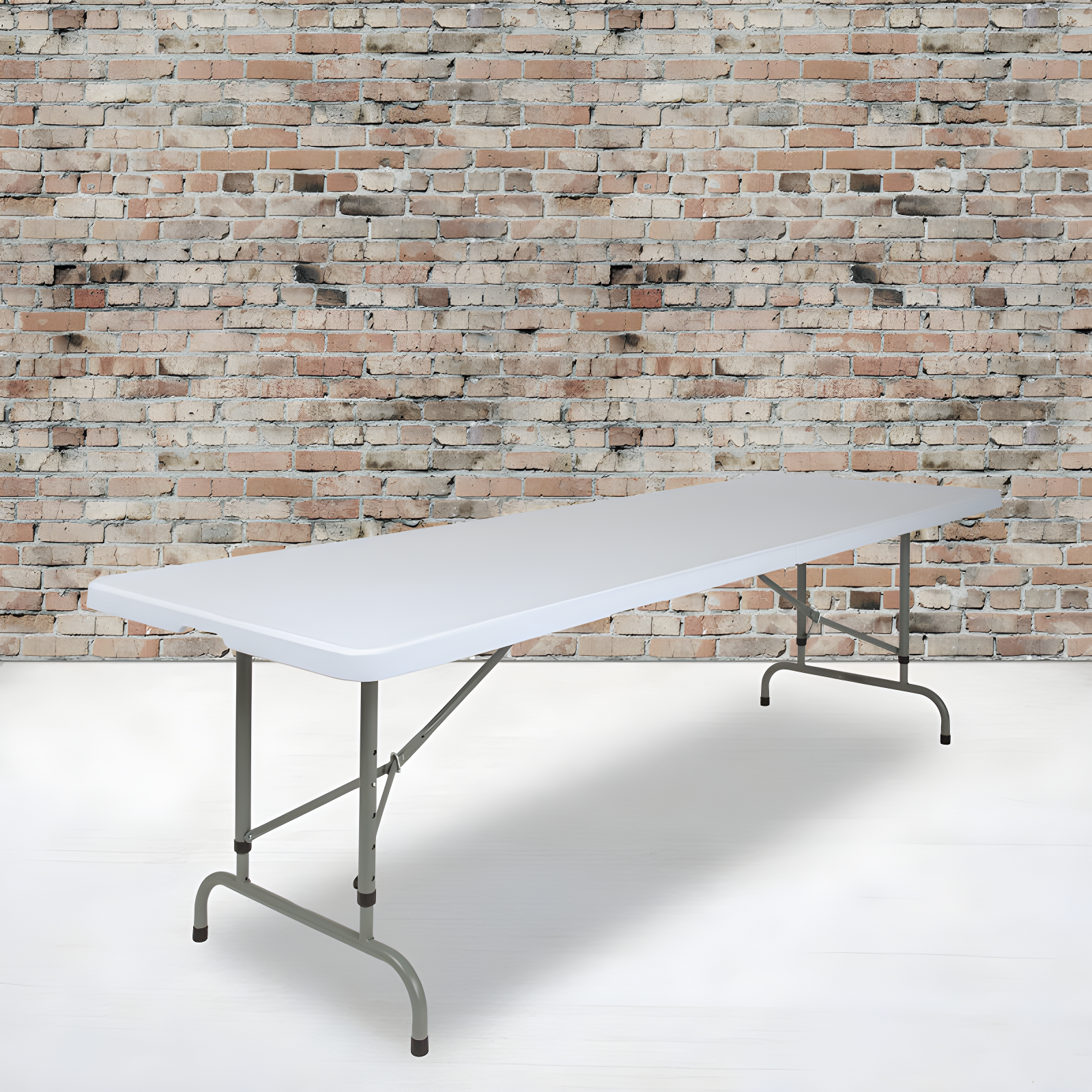 Granite White Rectangular Adjustable Height Plastic Folding Table