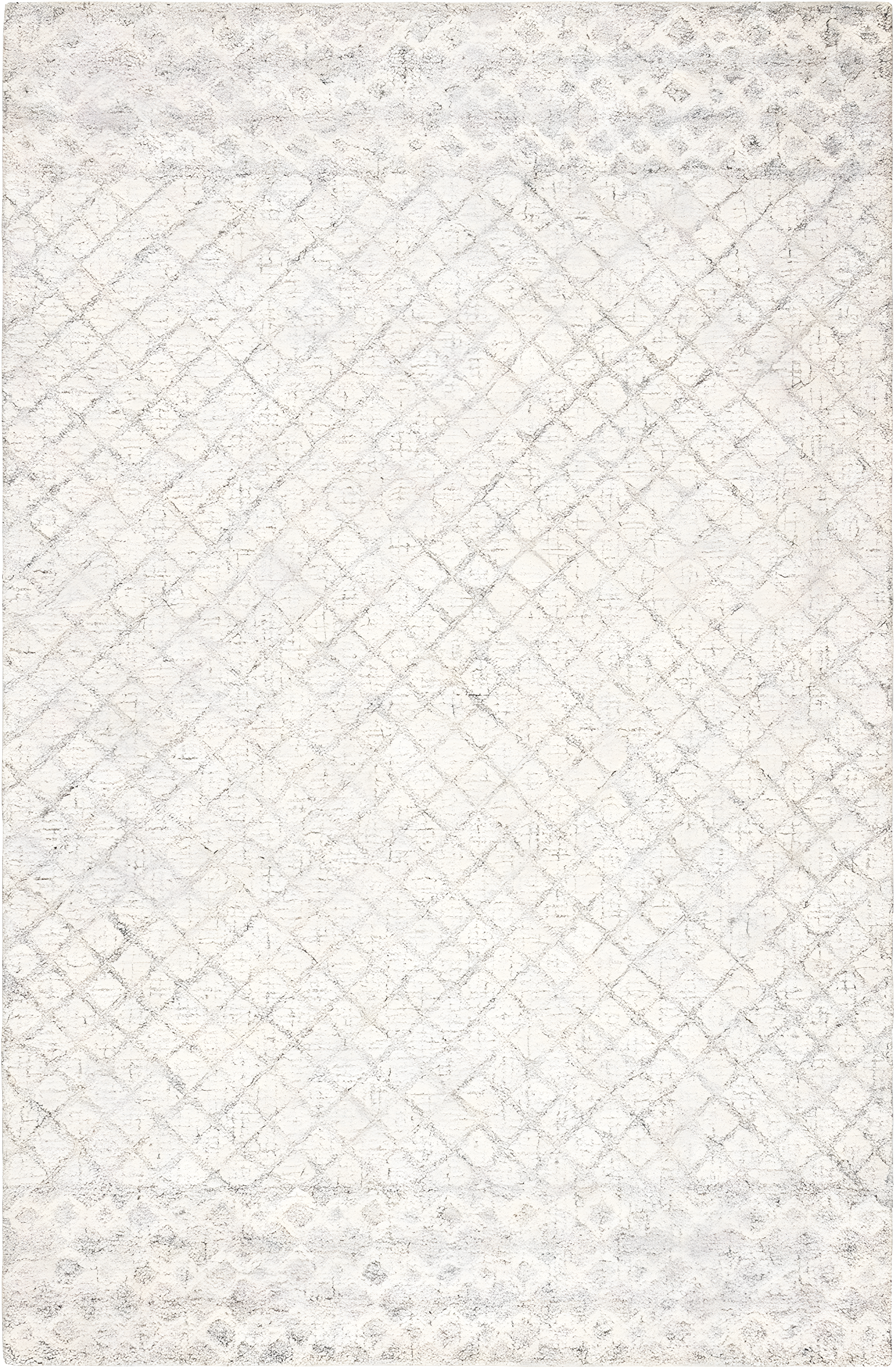 Ivory and Grey Hand-Tufted Wool Abstract Area Rug - 27" x 5"