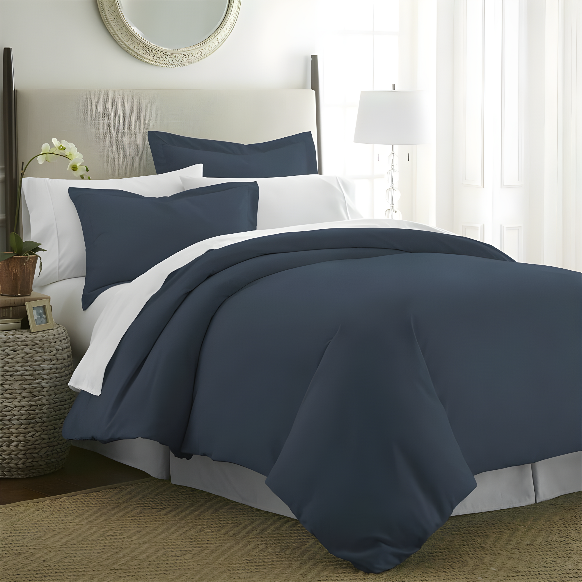 Navy Ultra Soft Microfiber King Duvet Cover Set