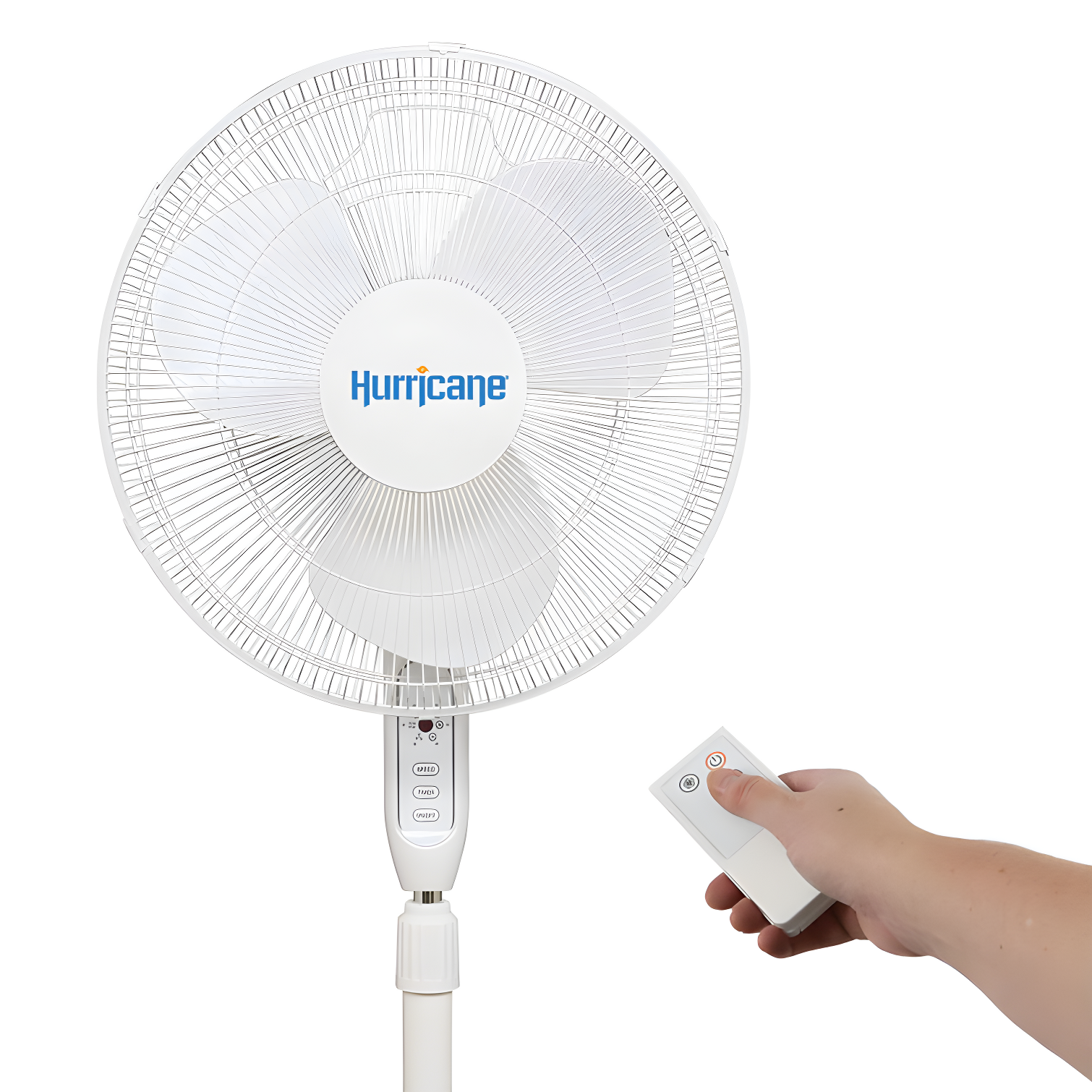 Hurricane White 16" Oscillating Remote Controlled Pedestal Fan