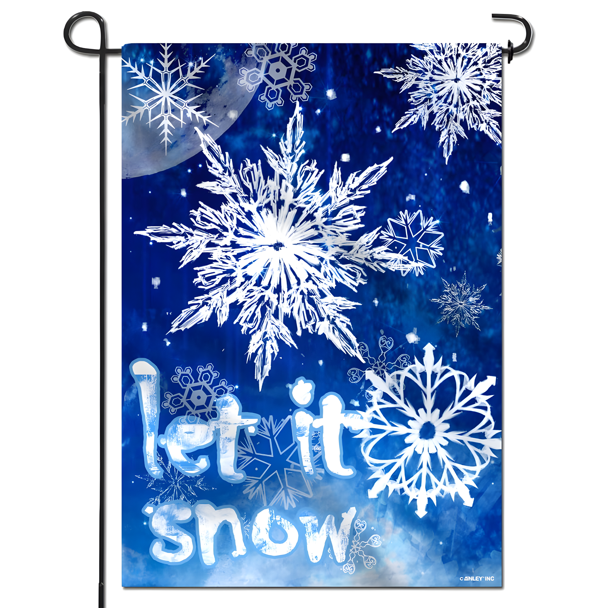 Blue Winter Snowflake Double-Sided Garden Flag